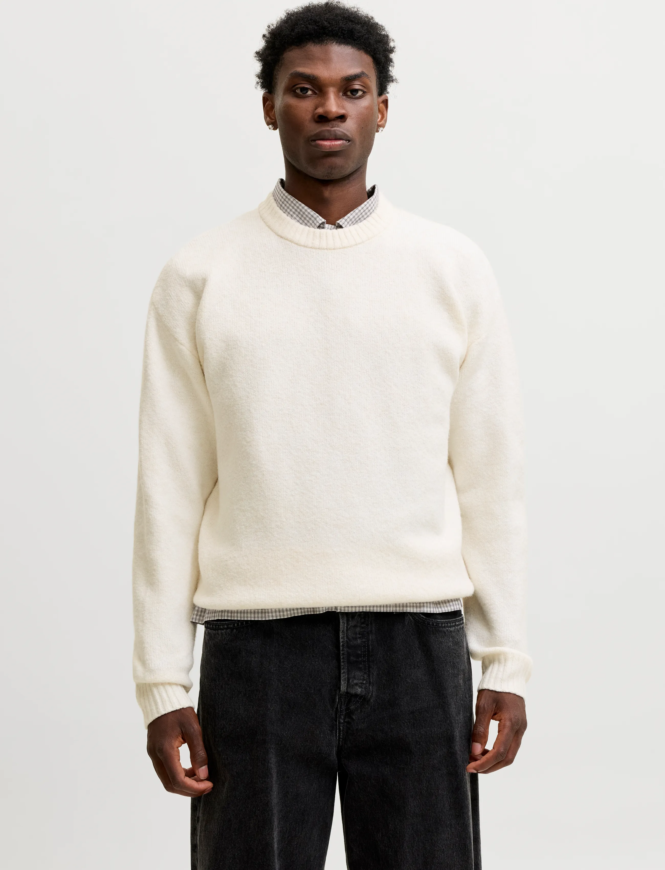 Jack & Jones Jjesoho Ollie Knit Crew Neck Sn, L, Cream, Strik > Runde Halse, Herre