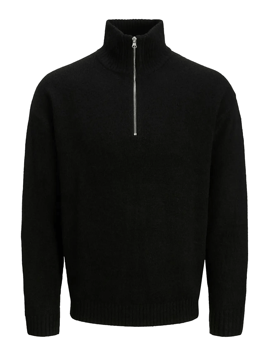 Jack & Jones - JJESOHO OLLIE KNIT HALF ZIP SN - tõmblukk-kaelusega džemprid - black - 1