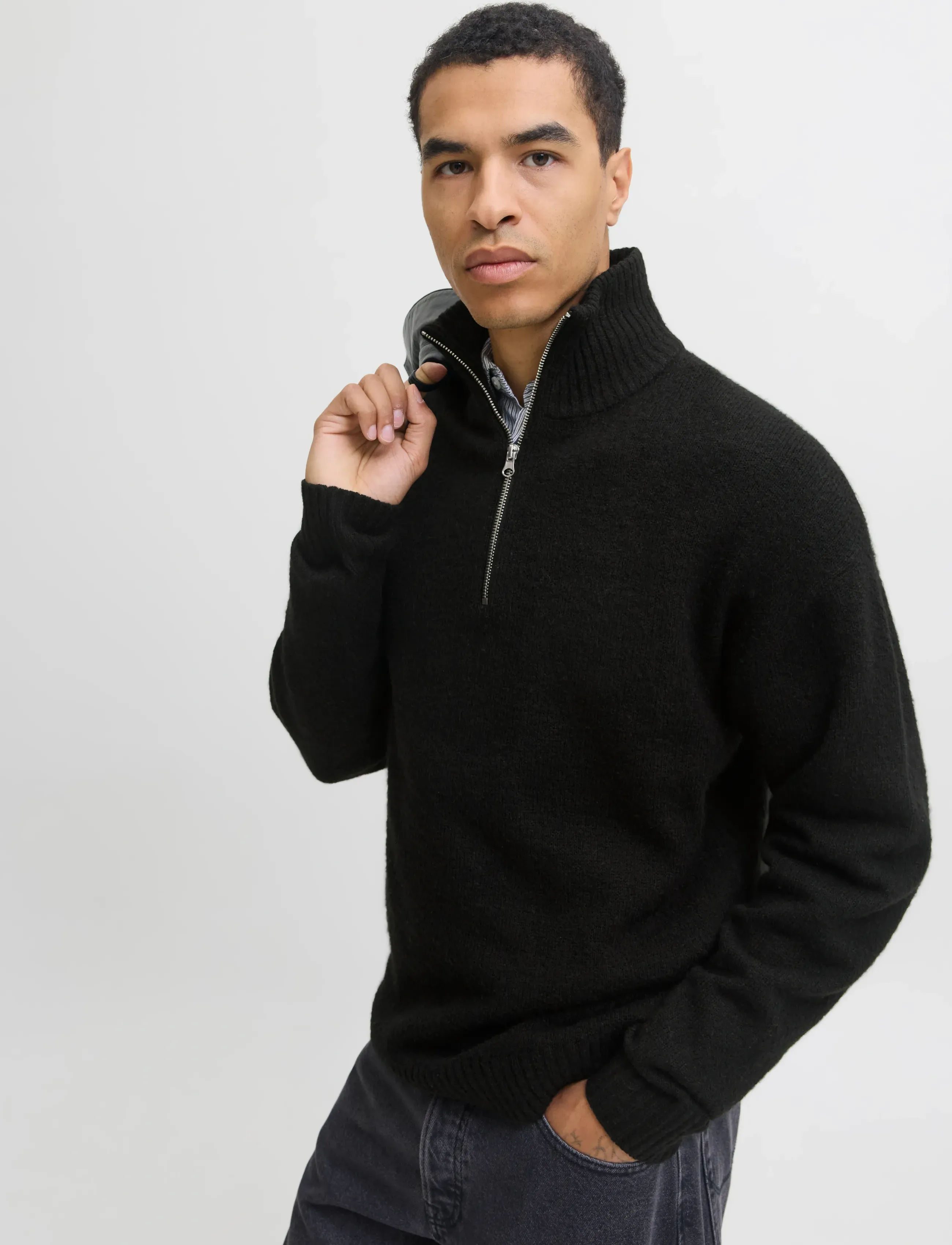 Jack & Jones - JJESOHO OLLIE KNIT HALF ZIP SN - hálfrenndar peysur - black - 3