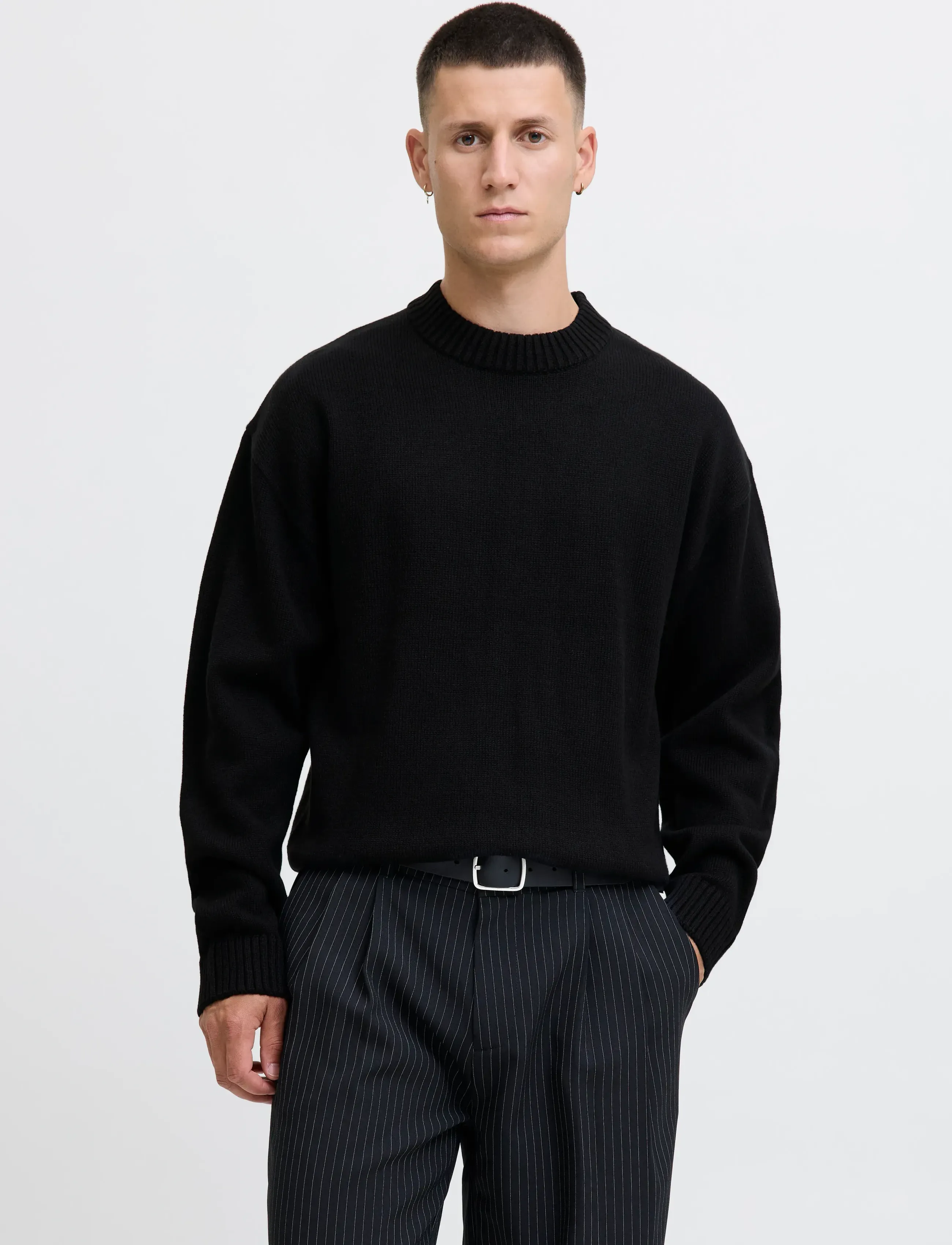Jack & Jones Jjeurban Jack Knit Crew Neck Sn, S, Black, Strik > Runde Halse, Herre