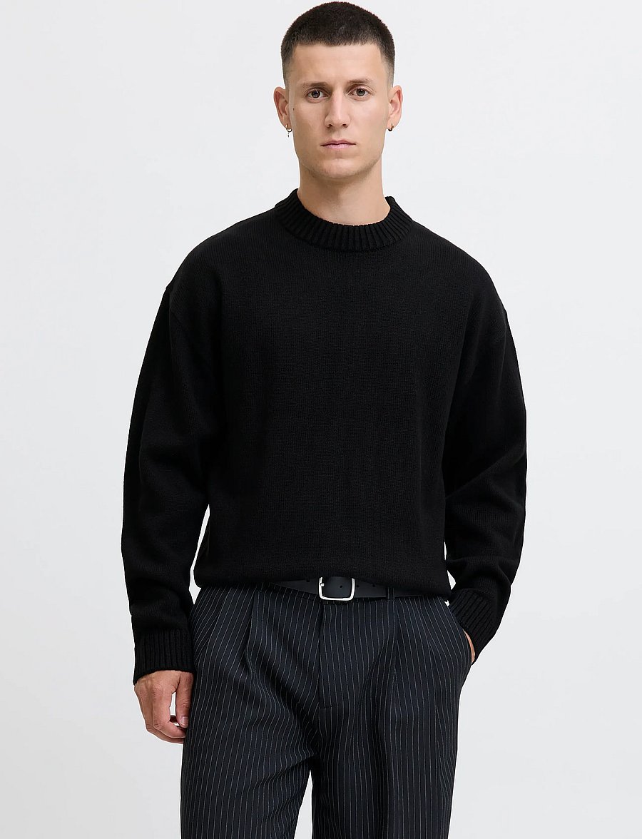 Jack & Jones - JJEURBAN JACK KNIT CREW NECK SN - round necks - black - 0