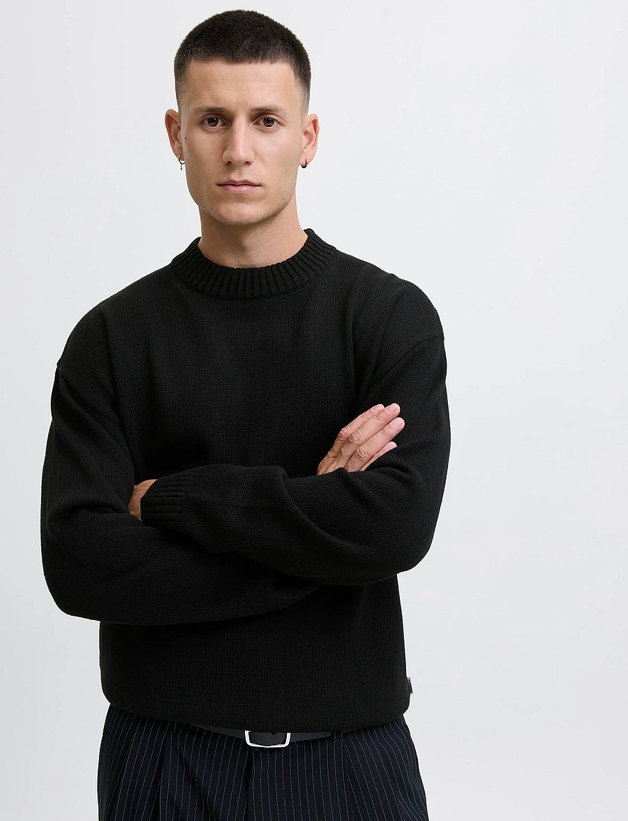 Jack & Jones - JJEURBAN JACK KNIT CREW NECK SN - round necks - black - 5