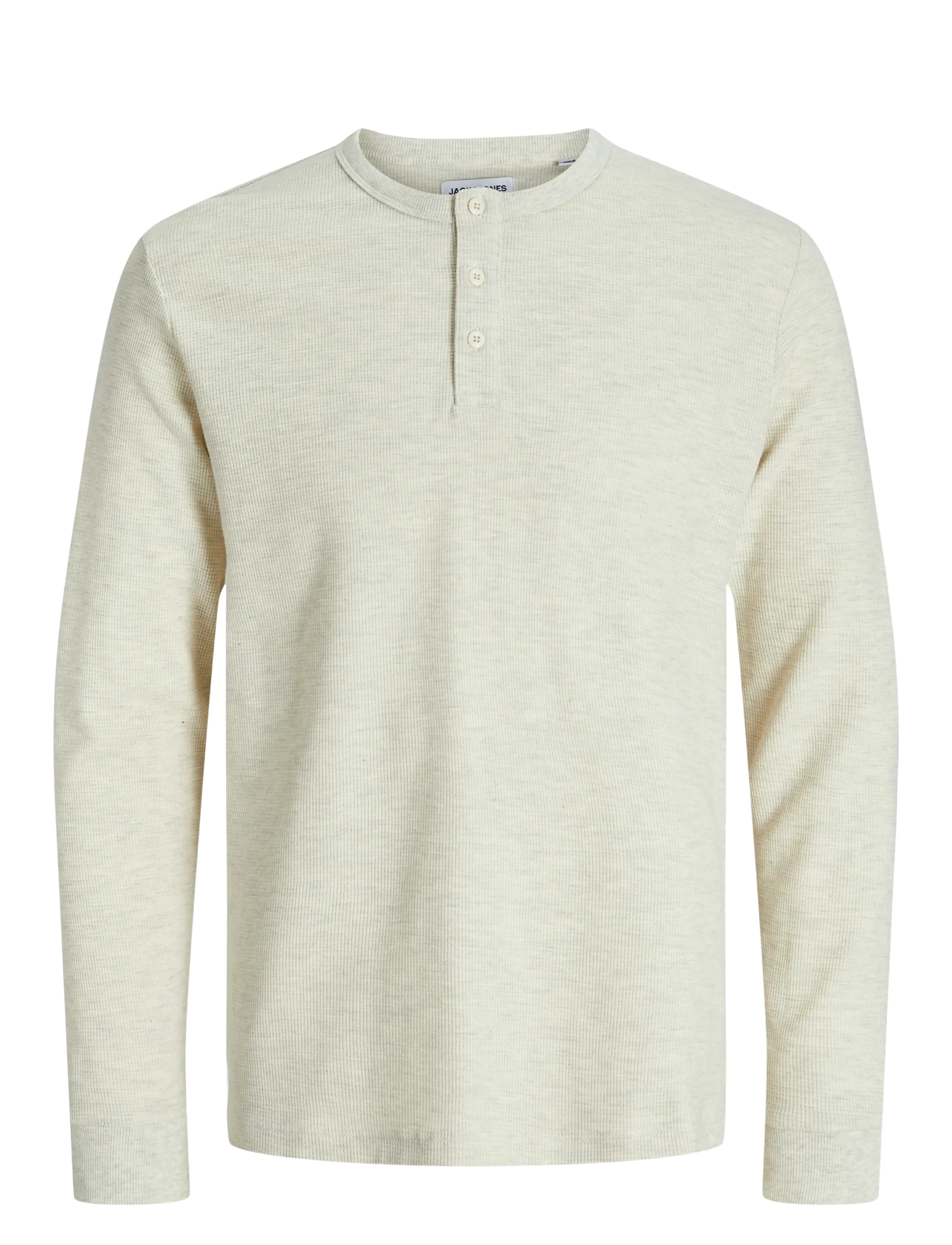 Jack & Jones JJEDOVER HENLEY LS TEE NOOS - T-Shirts - ANTIQUE WHITE / cream