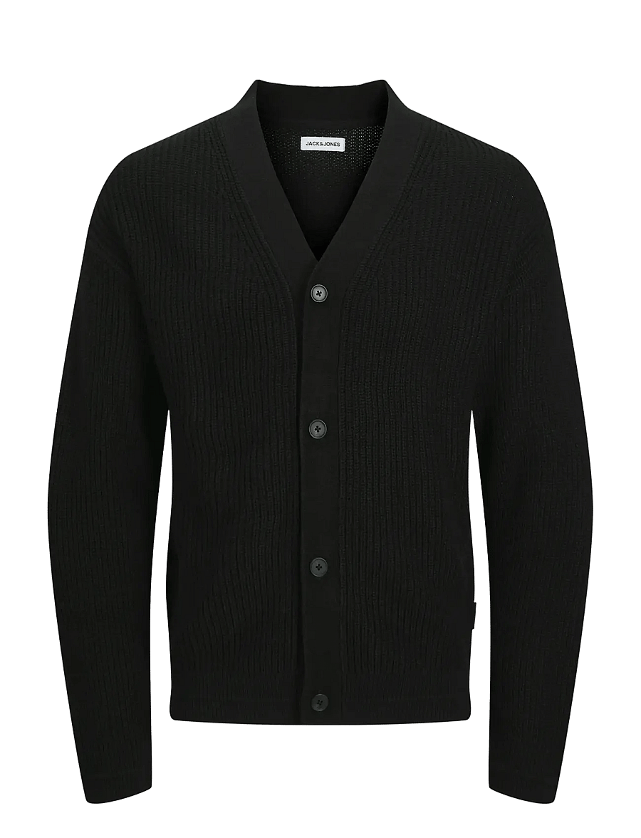 Jack & Jones - JJCONNOR KNIT V-NECK CARDIGAN - cardigans - black - 1