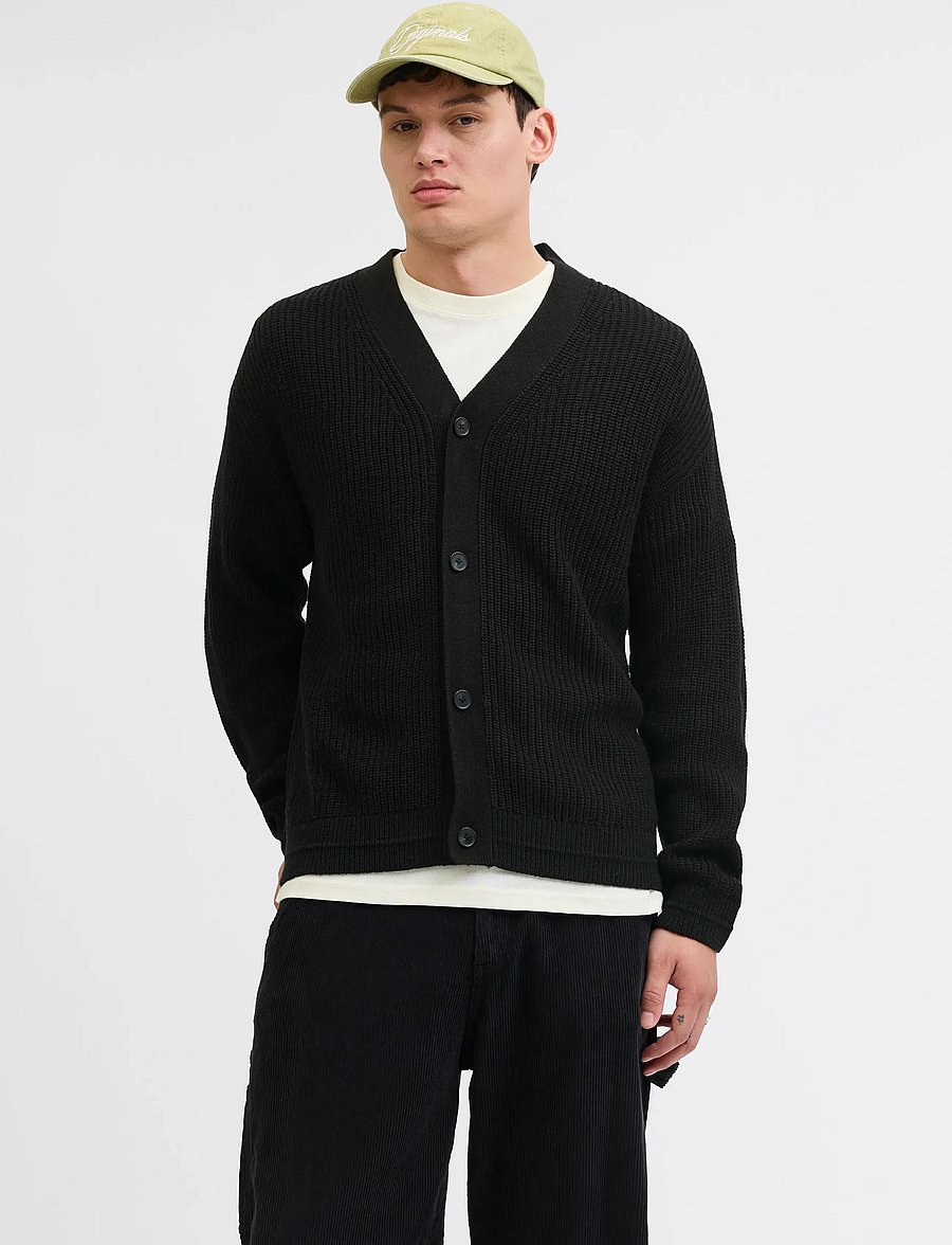 Jack & Jones - JJCONNOR KNIT V-NECK CARDIGAN - cardigans - black - 0