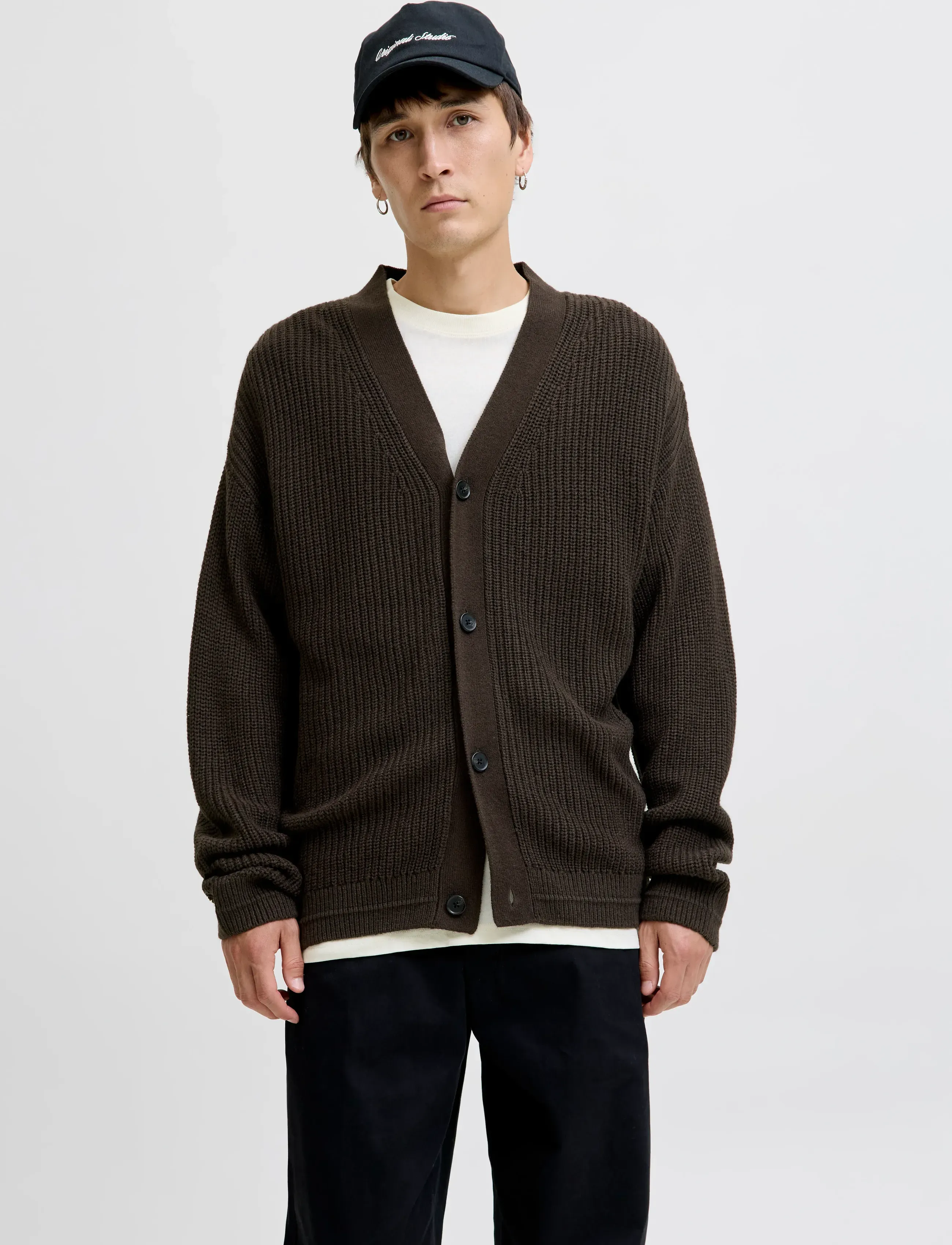 Jack & Jones JJCONNOR KNIT V-NECK CARDIGAN - Kardiganid - DELICIOSO / brown