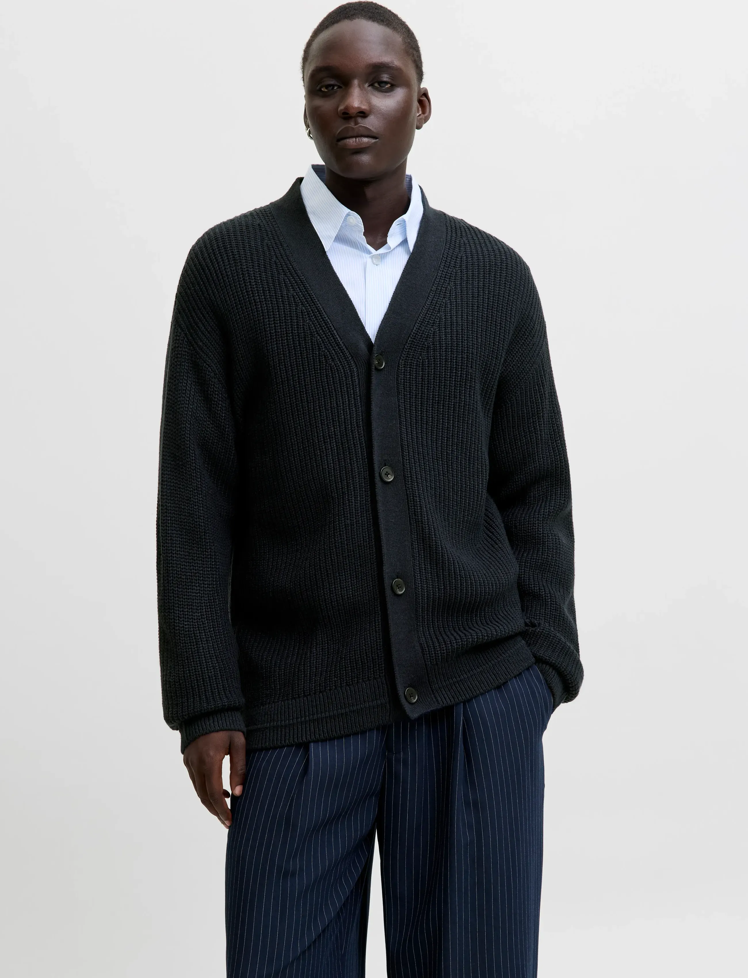 Jack & Jones JJCONNOR KNIT V-NECK CARDIGAN - Stickat - SKY CAPTAIN / navy