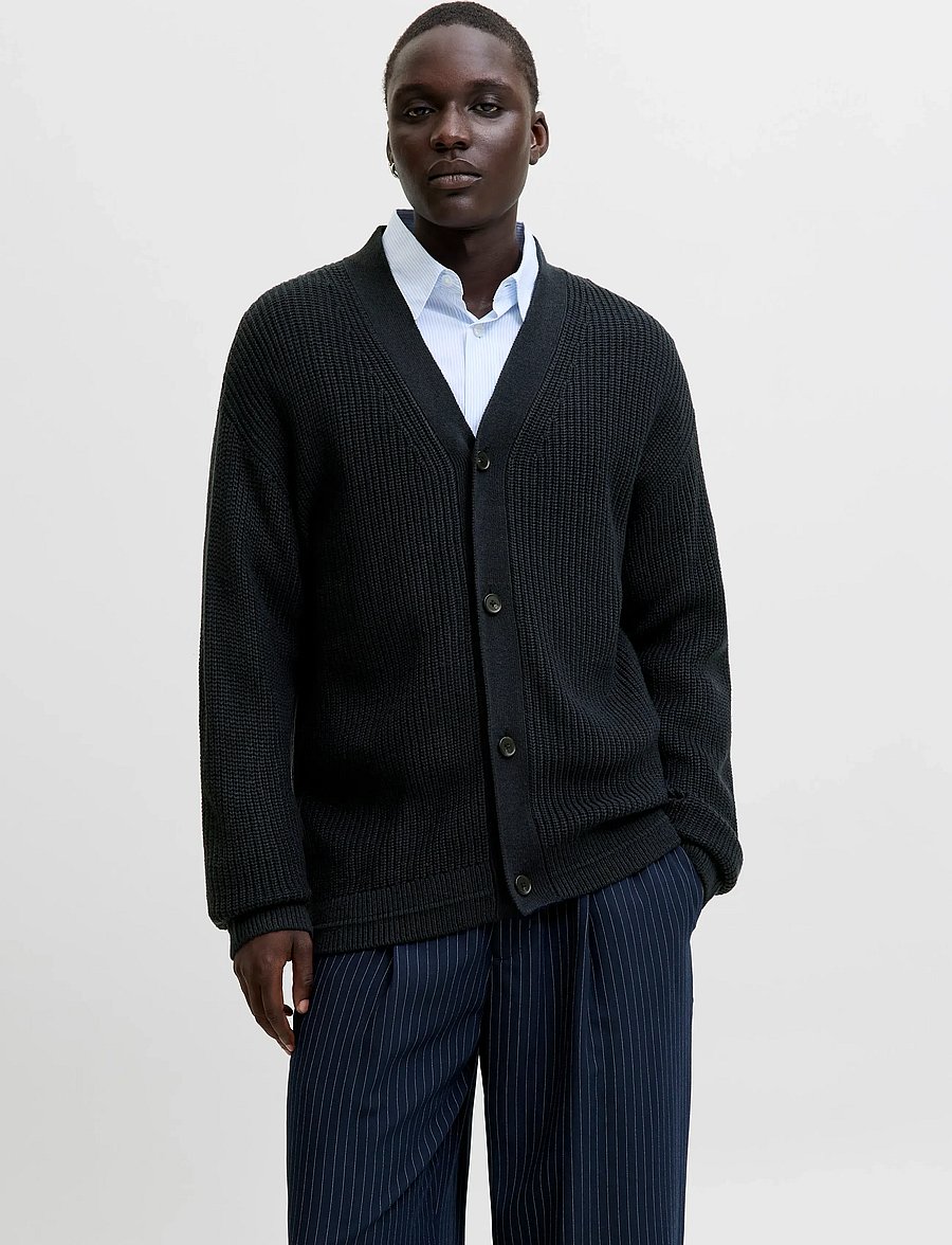 Jack & Jones - JJCONNOR KNIT V-NECK CARDIGAN - cardigans - sky captain - 0