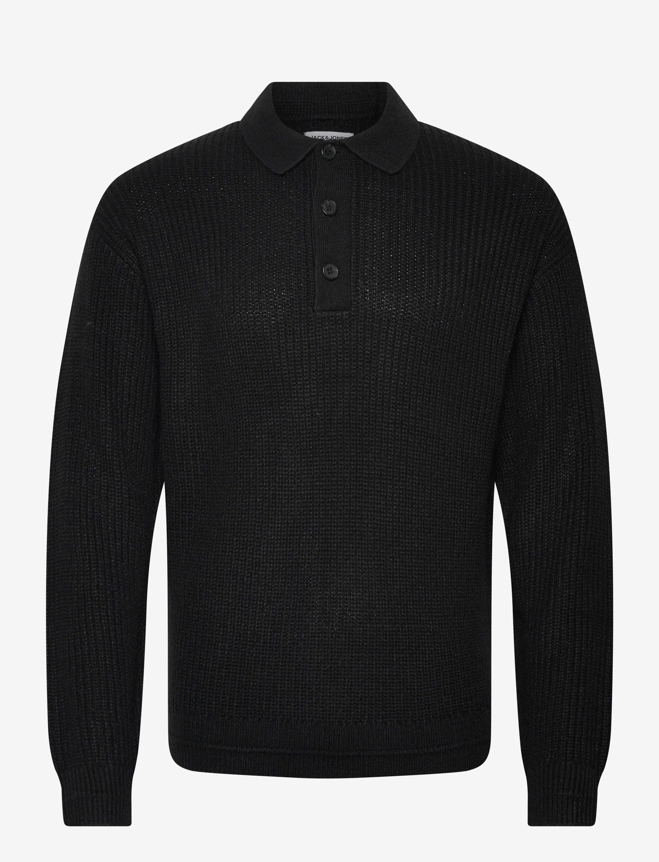 Jack & Jones - JJKAITO KNIT POLO BF - trikotažiniai polo marškinėliai ilgomis rankovėmis - black - 1