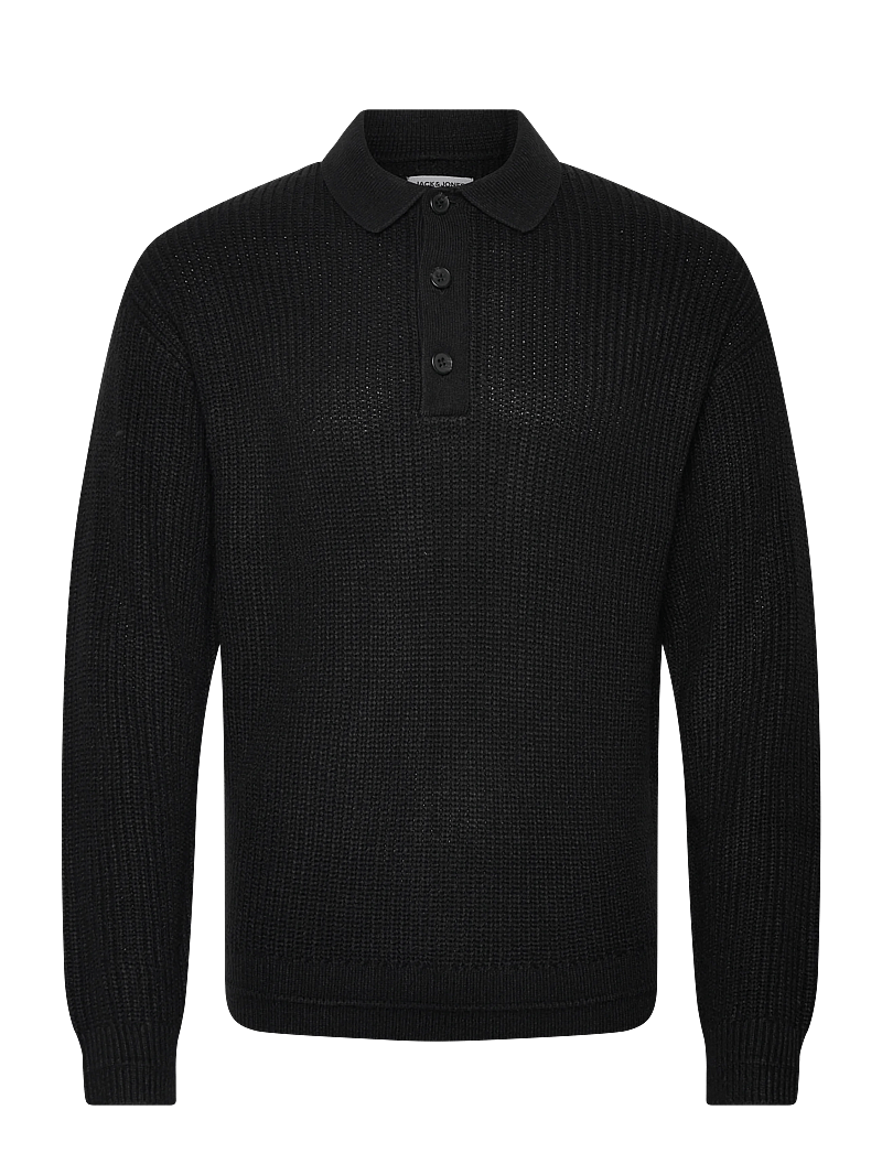 Jack & Jones - JJKAITO KNIT POLO BF - trikotažiniai polo marškinėliai ilgomis rankovėmis - black - 1