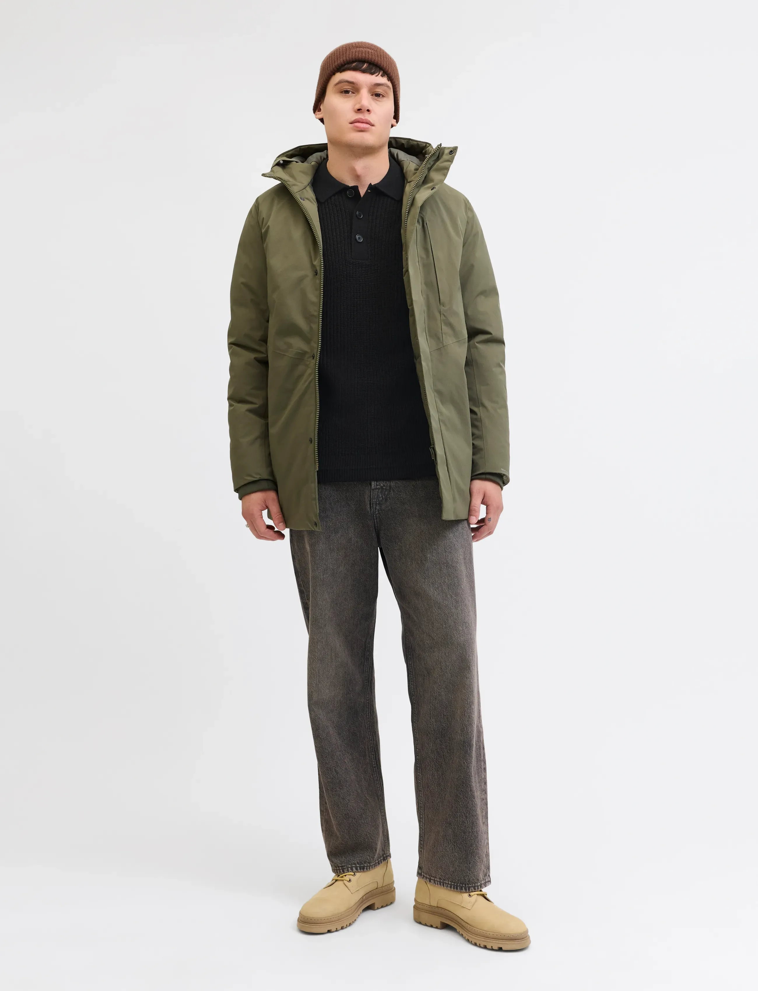 Jack & Jones - JJKAITO KNIT POLO BF - långärmade stickade pikétröjor - black - 4