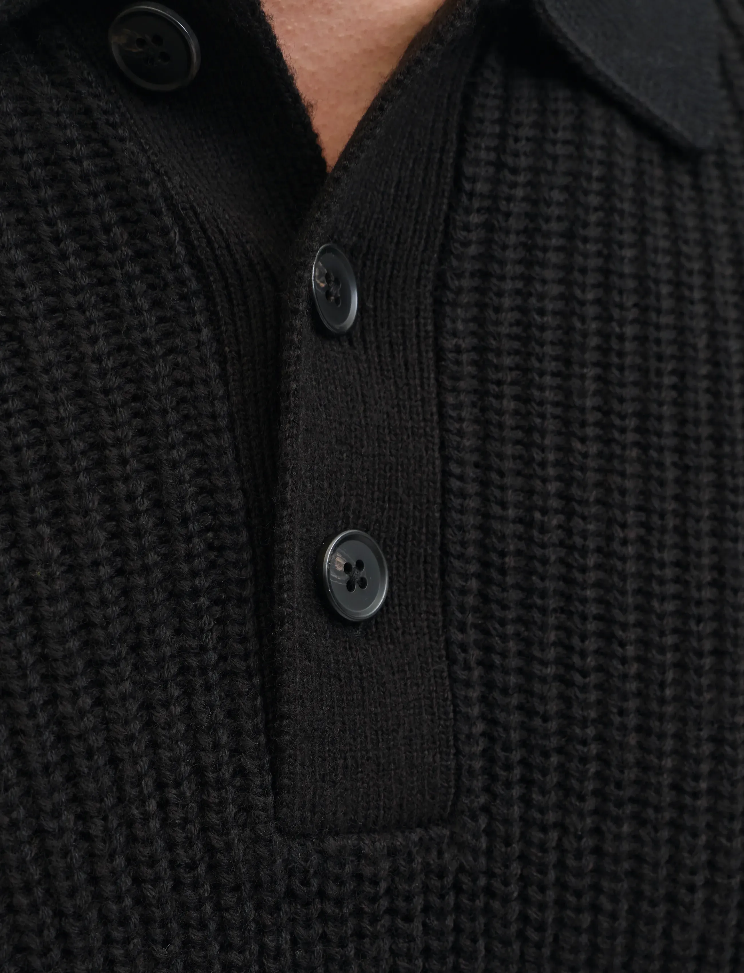 Jack & Jones JJKAITO KNIT POLO BF - Strickmode - BLACK / black