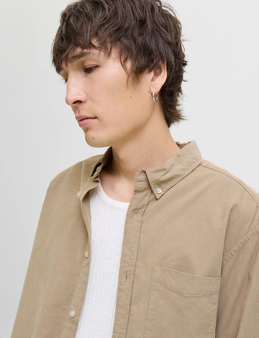 Jack & Jones - JJECLASSIC CORD SHIRT L/S SN - velvetiniai marškiniai - crockery - 4