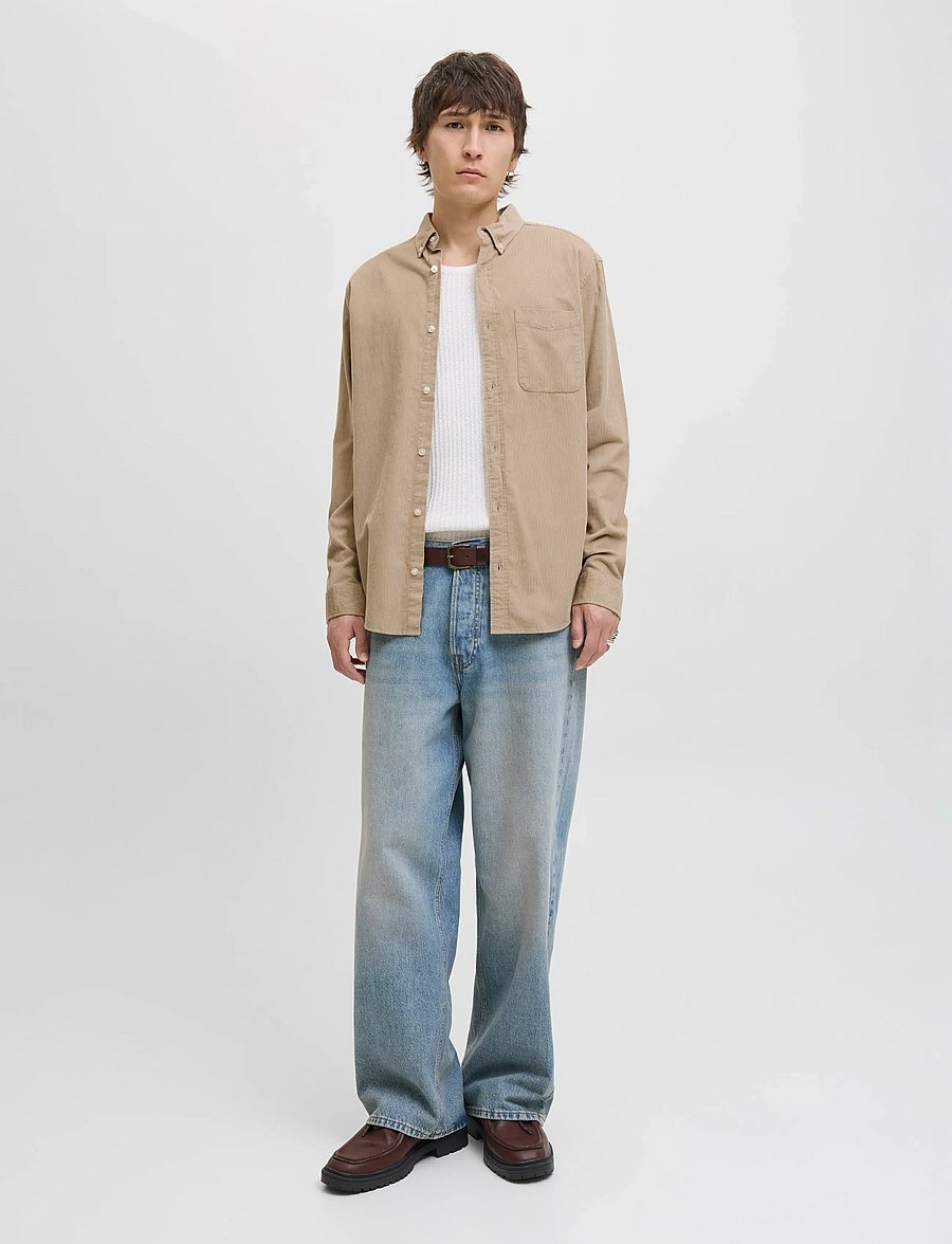 Jack & Jones - JJECLASSIC CORD SHIRT L/S SN - velvetiniai marškiniai - crockery - 5