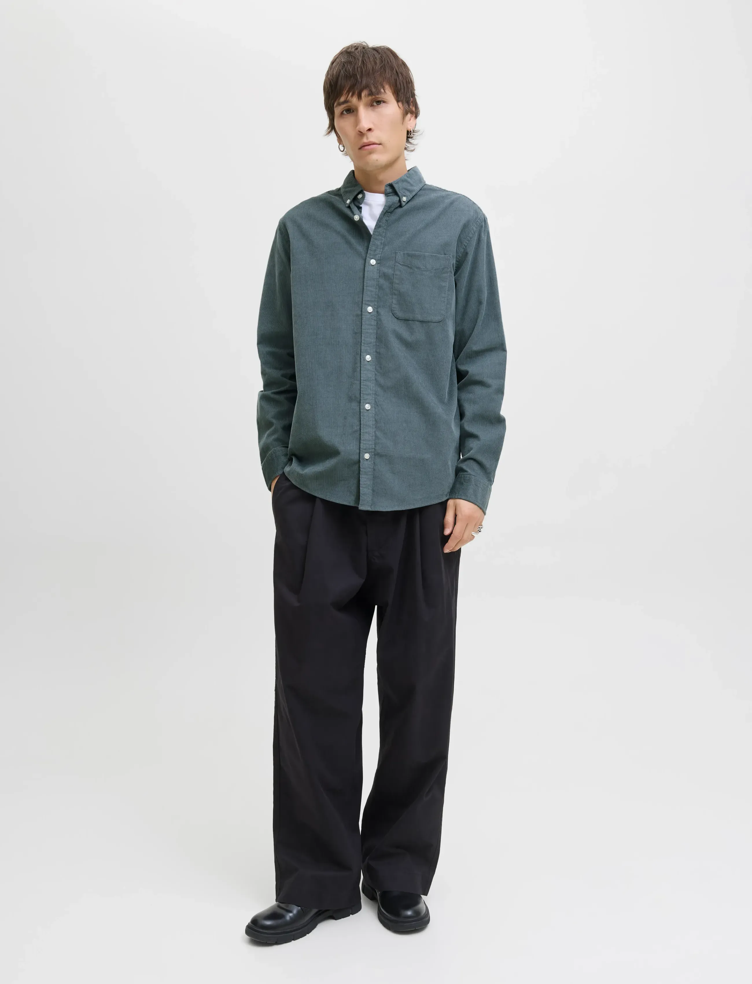 Jack & Jones - JJECLASSIC CORD SHIRT L/S SN - kordfløyelsskjorter - stormy weather - 3