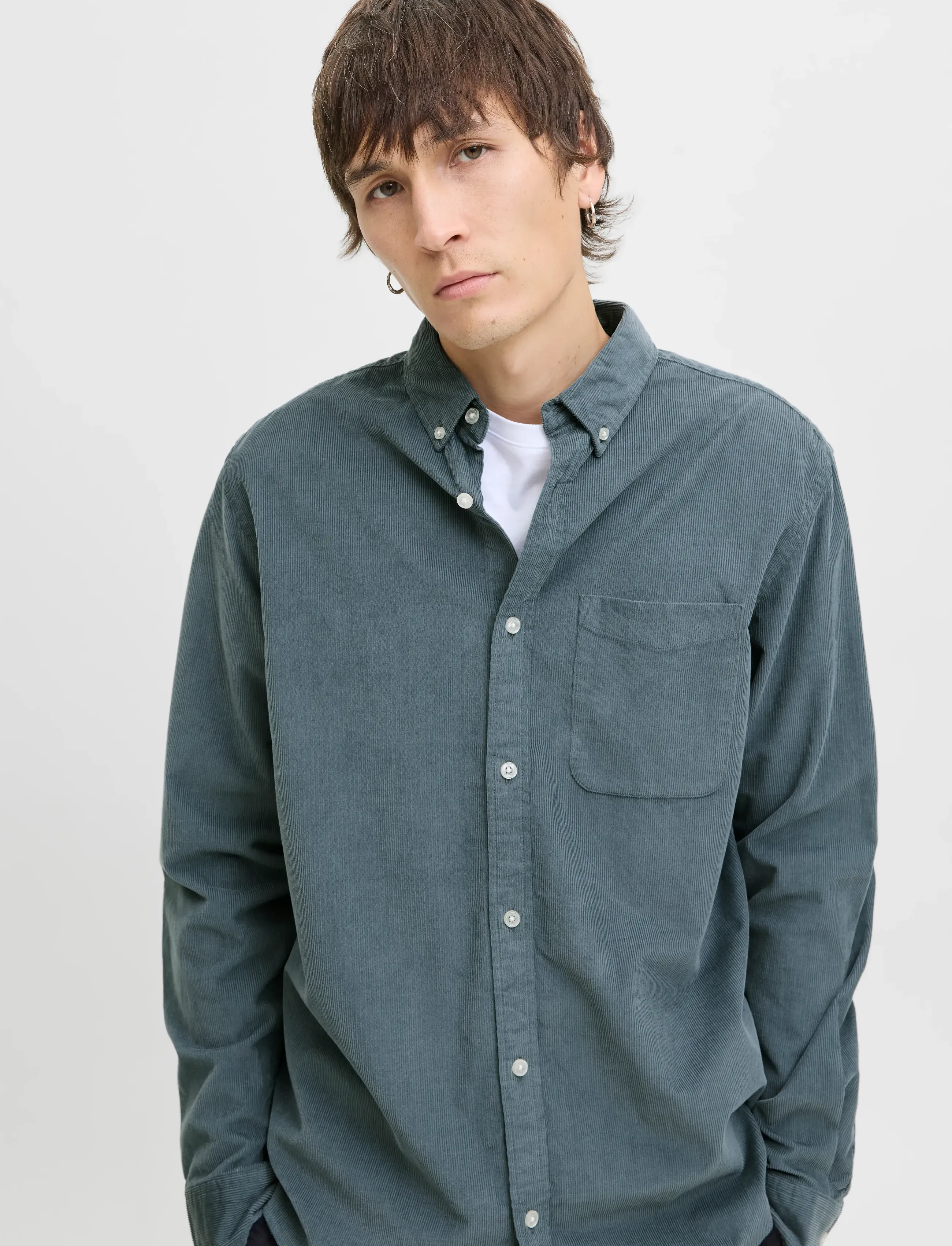 Jack & Jones - JJECLASSIC CORD SHIRT L/S SN - kordfløyelsskjorter - stormy weather - 4