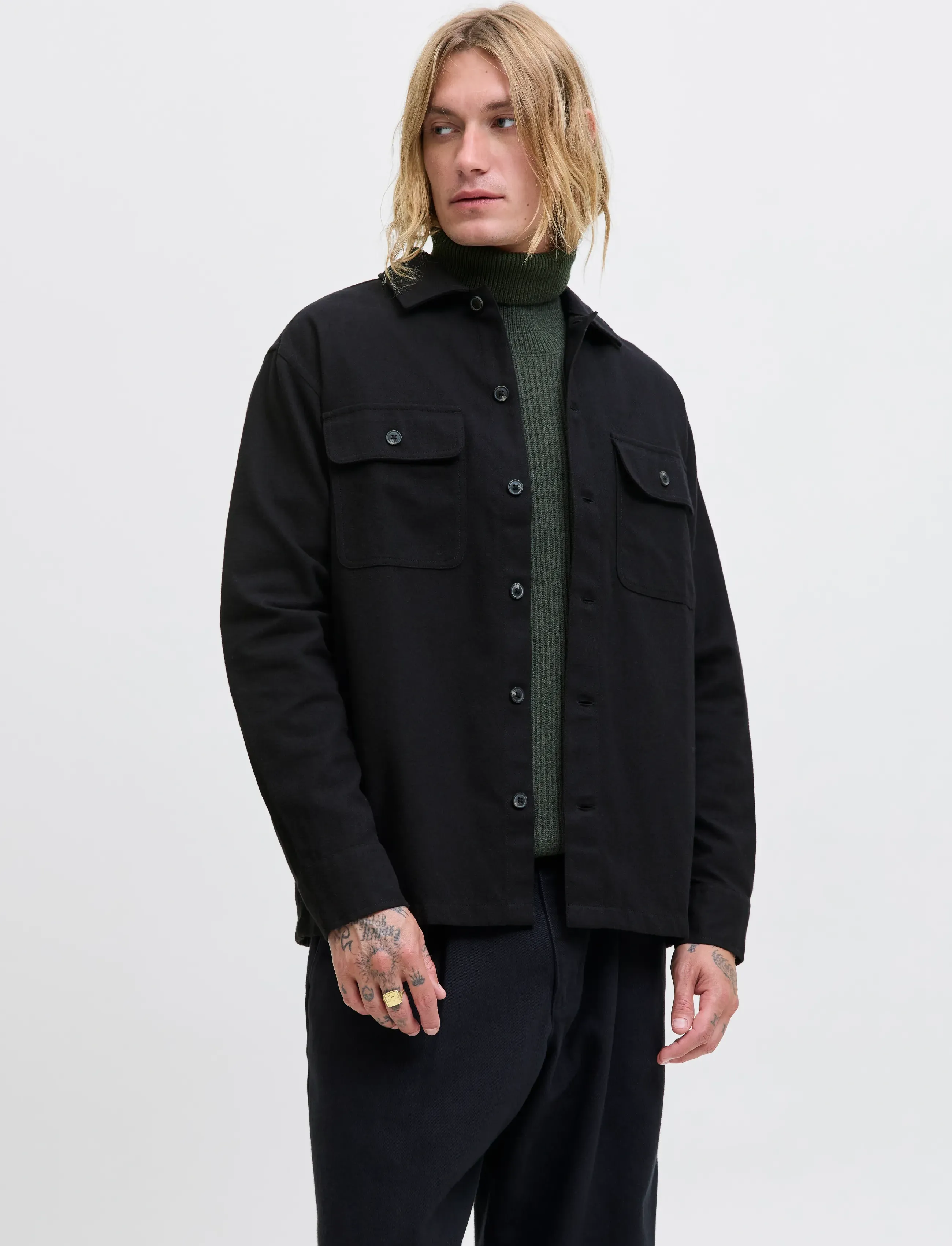 Jack & Jones JJECHARGE OVERSHIRT LS NOOS - Kollektionen - BLACK / black