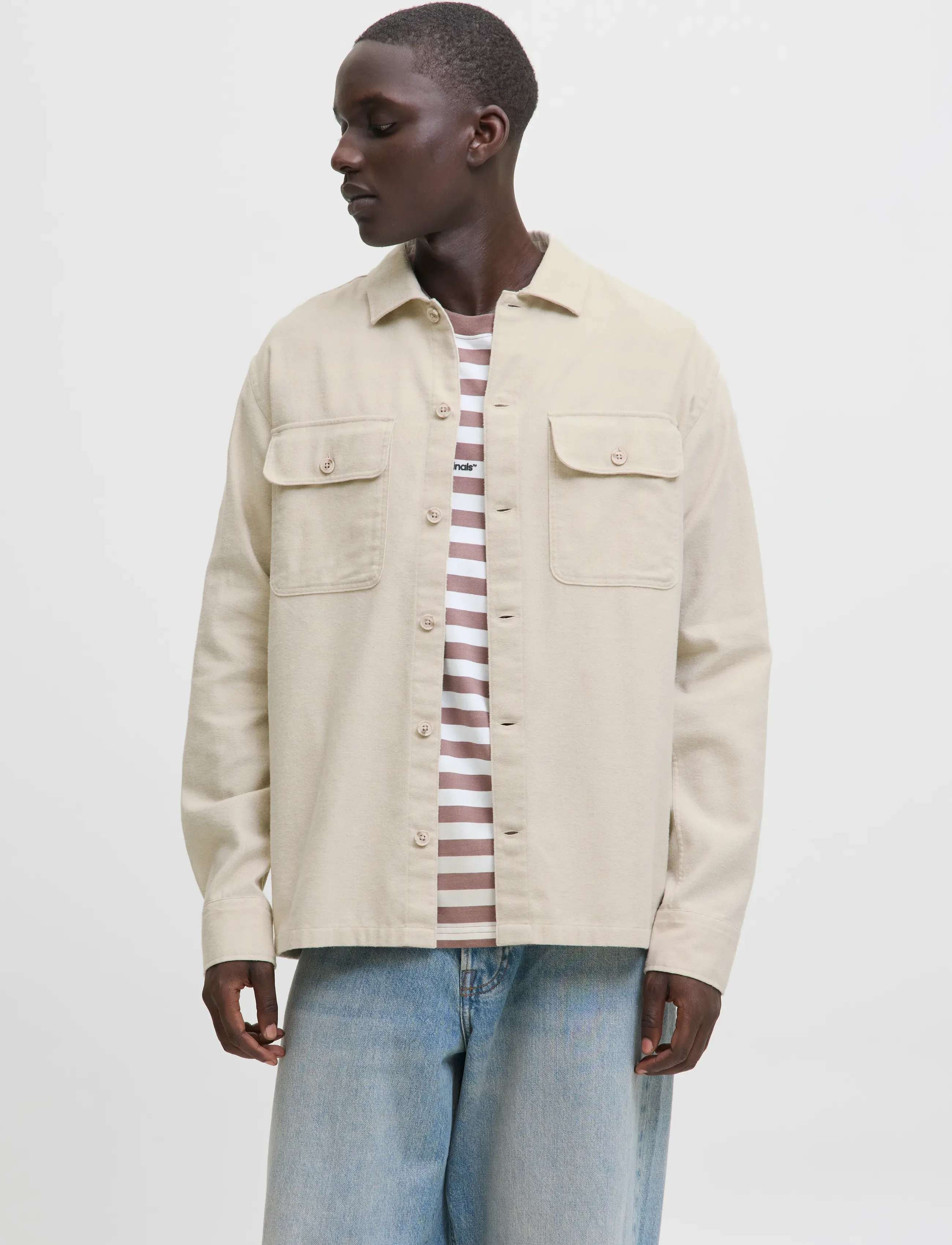 Jack & Jones Jjecharge Overshirt Ls Noos, S, Beige, Overdele > Overtrøjer, Herre