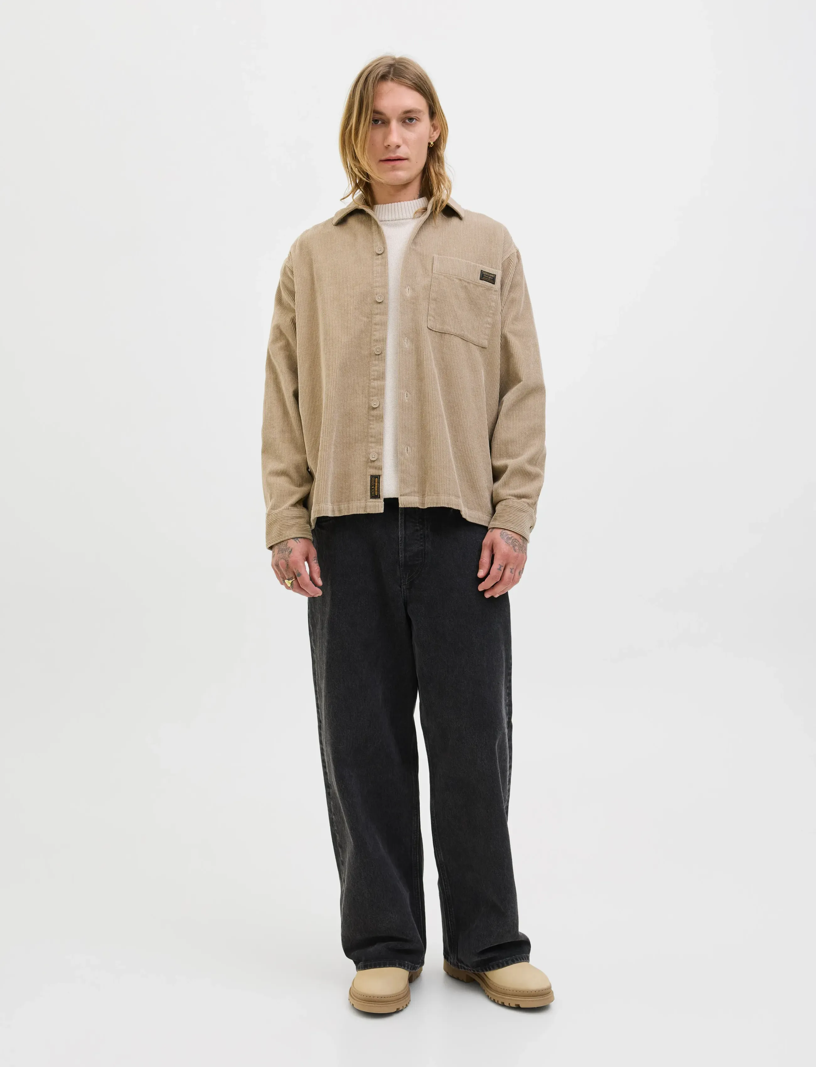 Jack & Jones Jjcorduroy Overshirt L/S, S, Shirts, Beige - Corduroy Männerswear