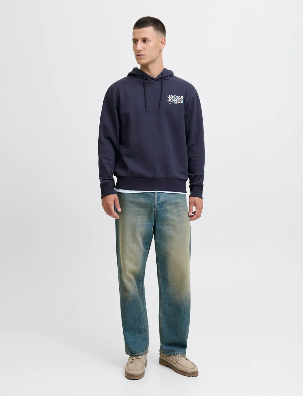 Jack & Jones - JJGEPLAS SWEAT HOOD LN - hoodies - sky captain - 0