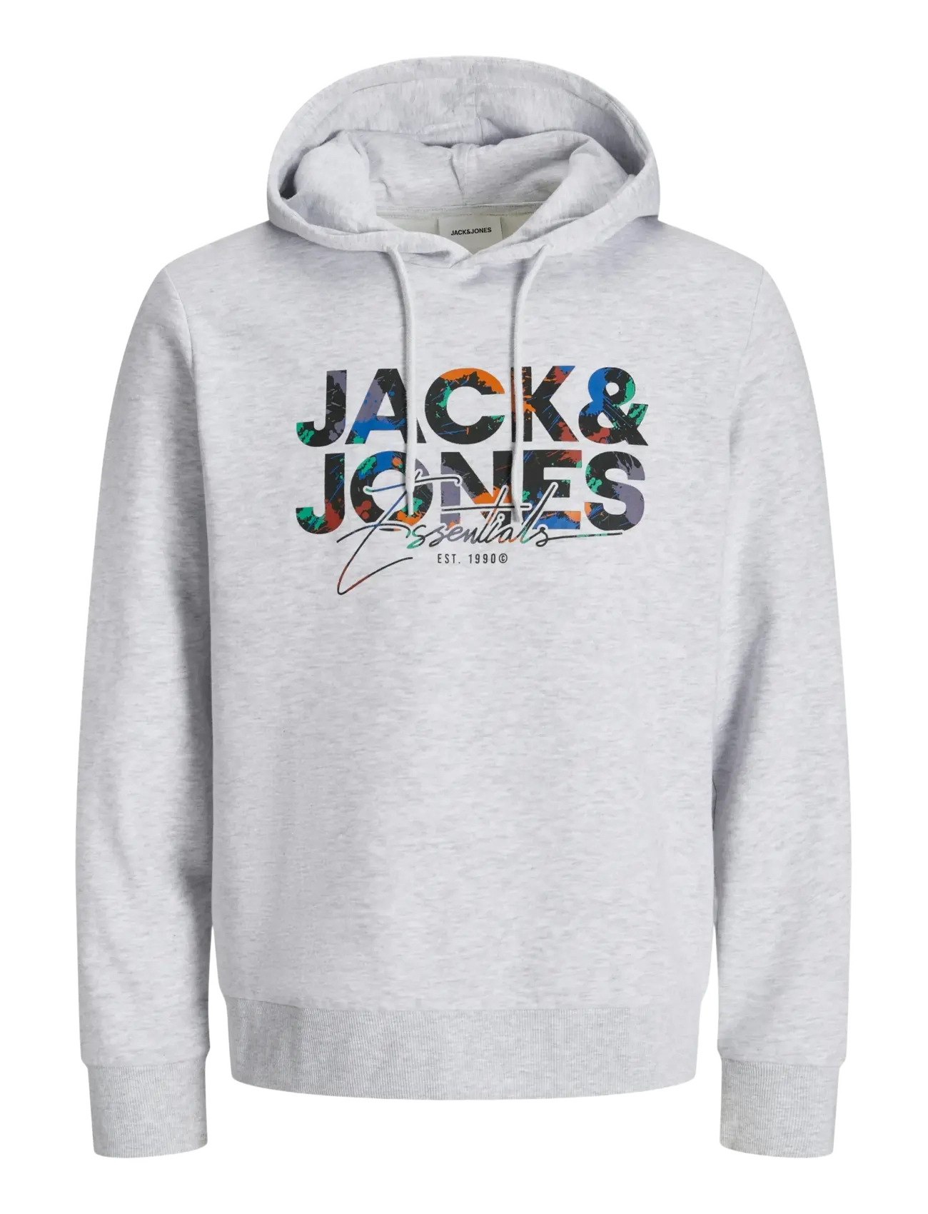Jack & Jones JJGEPLAS SWEAT HOOD LN - Basplagg - WHITE MELANGE / grey