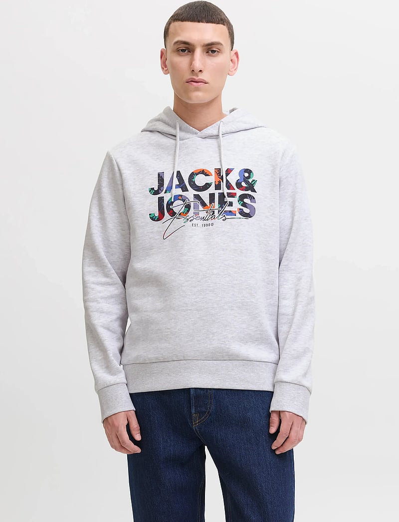Jack & Jones - JJGEPLAS SWEAT HOOD LN - hettupeysur - white melange - 0