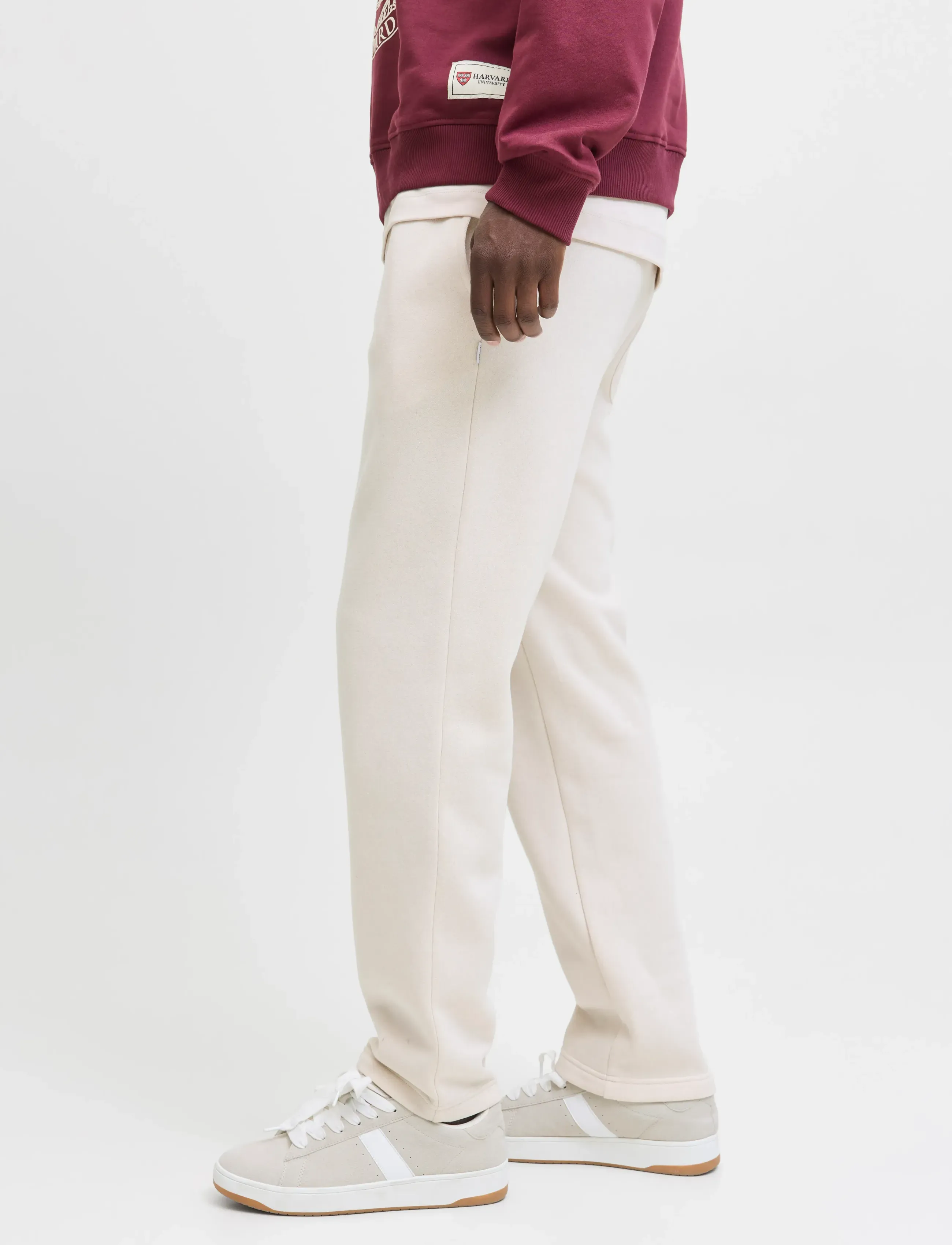 Jack & Jones JPSTKANE BRADLEY UNCUFFED SWT PANTS NOOS - Riided - MOONBEAM / cream