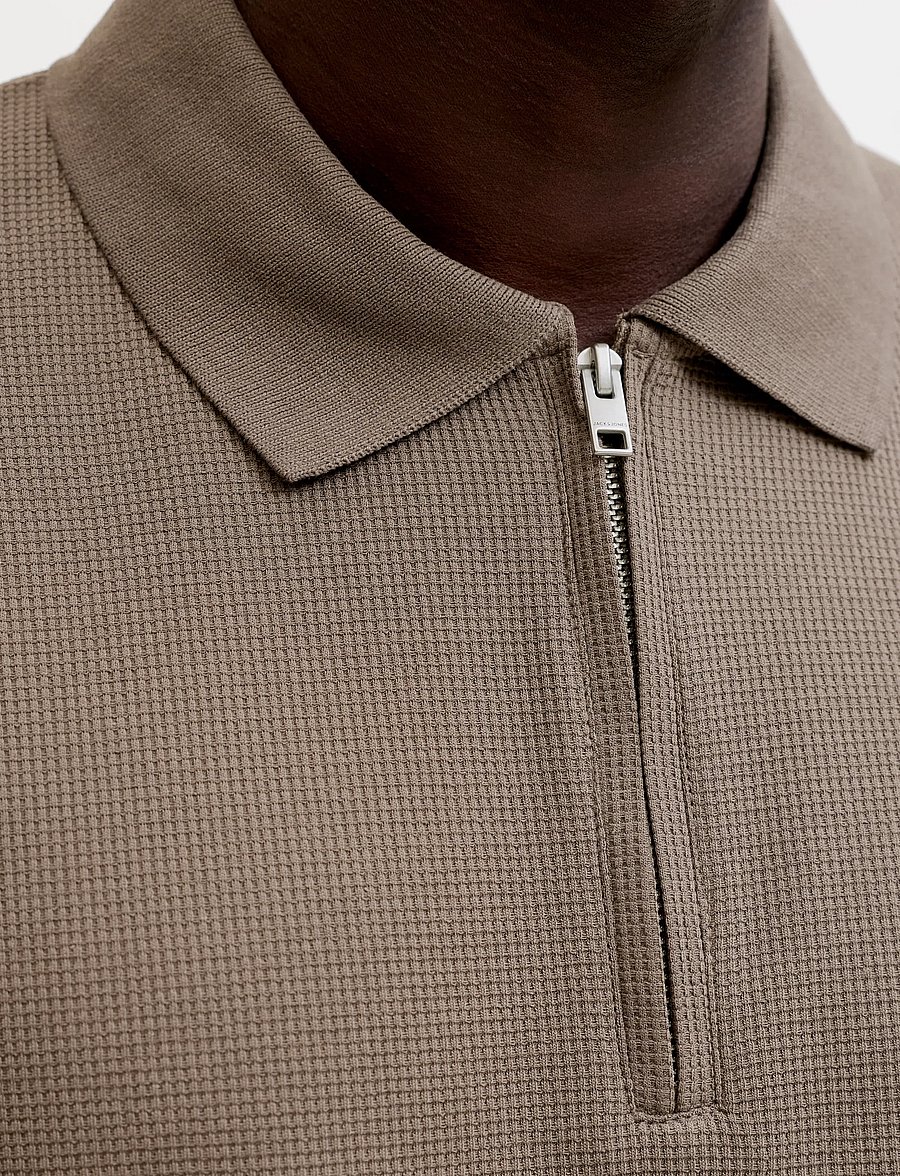 Jack & Jones - JJEAUSTIN ZIP POLO SS NOOS - short-sleeved polos - falcon - 4