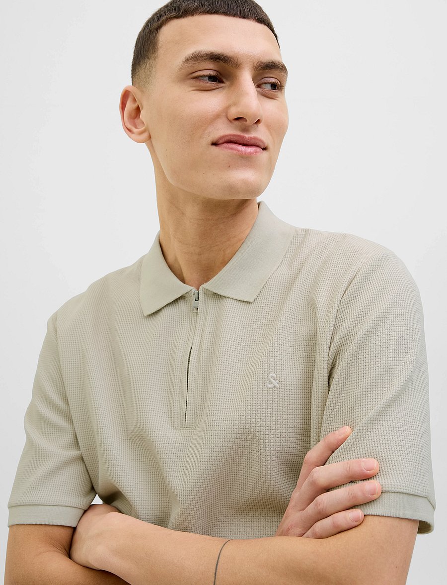 Jack & Jones - JJEAUSTIN ZIP POLO SS NOOS - kurzärmelig - moonbeam - 5