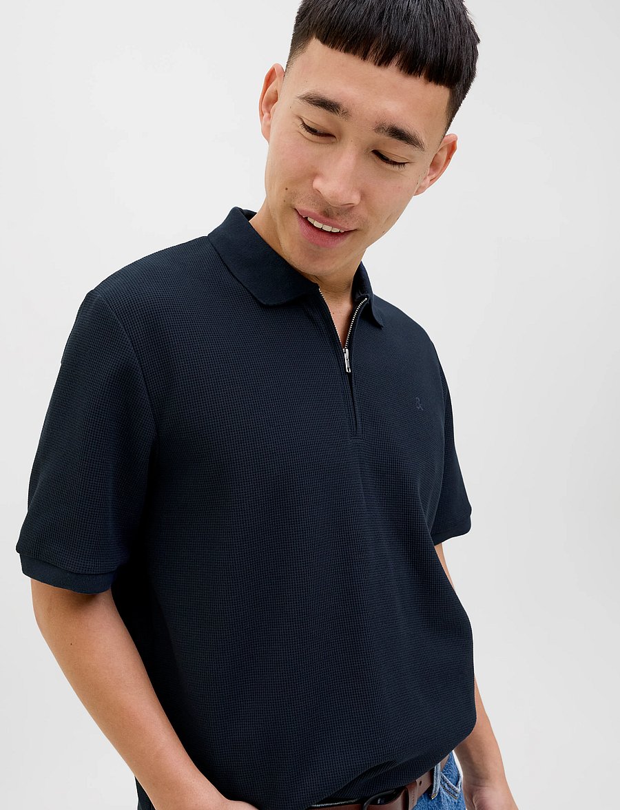 Jack & Jones - JJEAUSTIN ZIP POLO SS NOOS - lühikeste varrukatega polod - navy blazer - 3