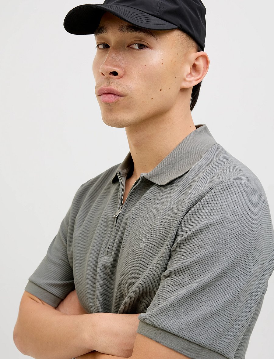 Jack & Jones - JJEAUSTIN ZIP POLO SS NOOS - kurzärmelig - ultimate grey - 5