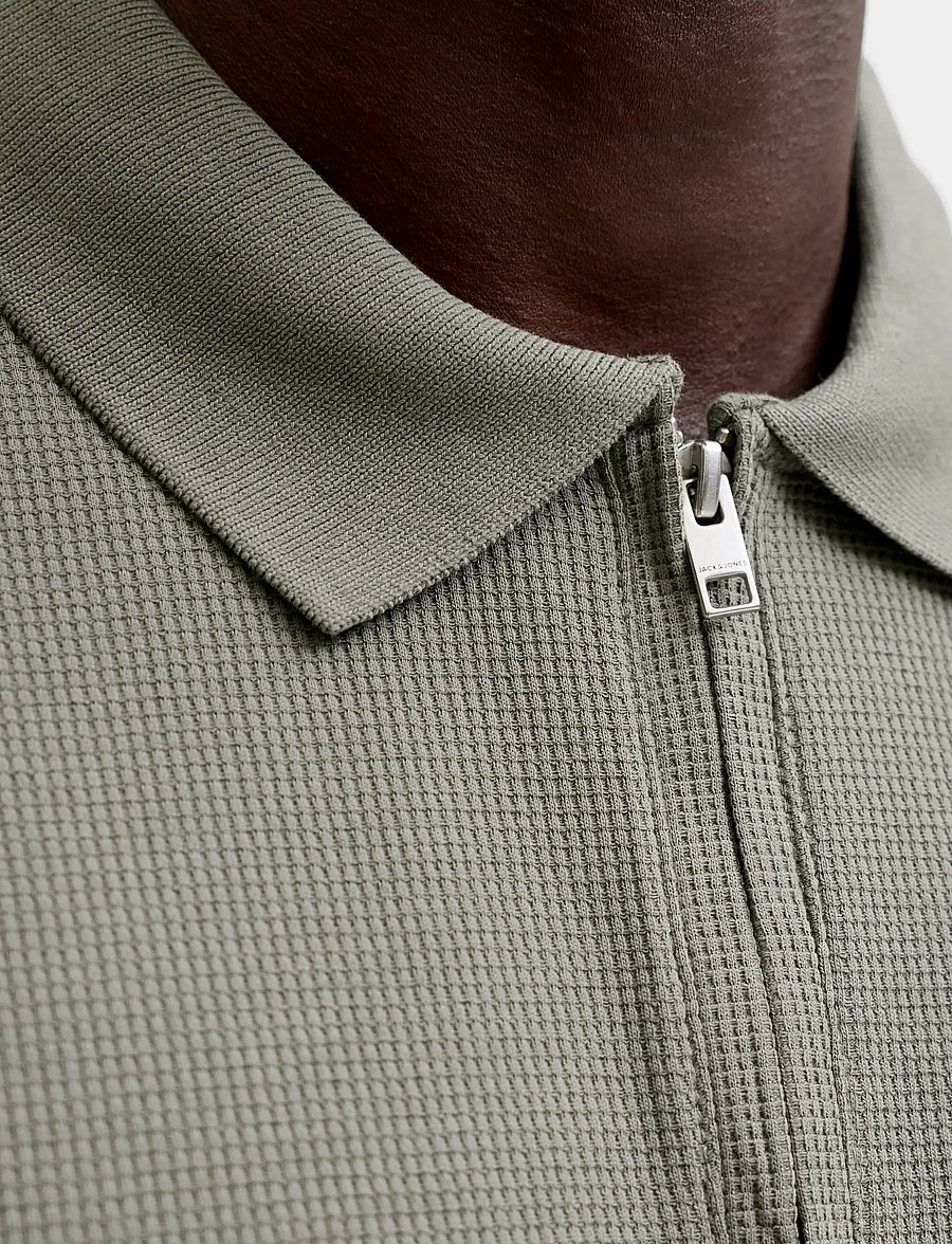 Jack & Jones - JJEAUSTIN ZIP POLO SS NOOS - short-sleeved polos - vetiver - 4