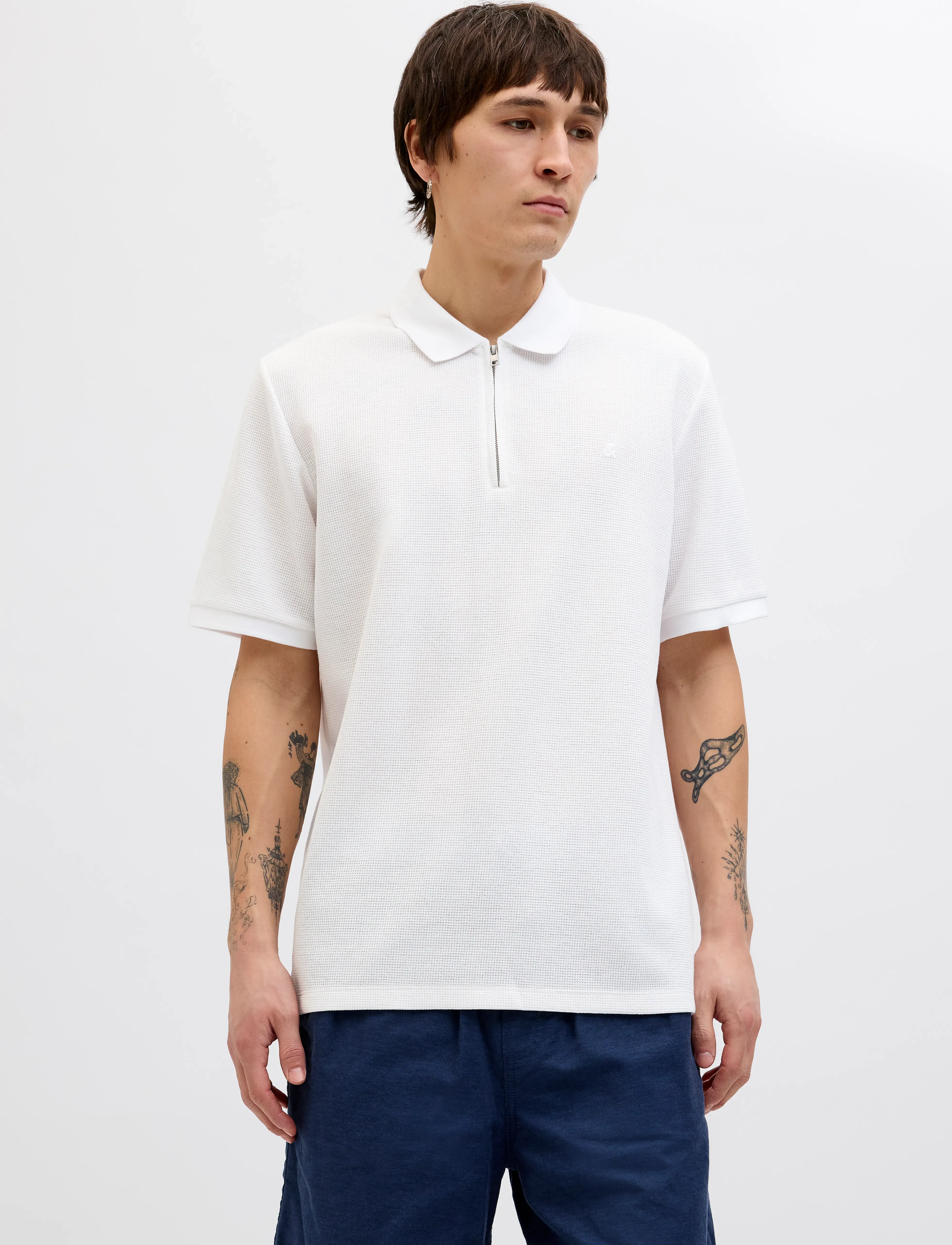 Jack & Jones JJEAUSTIN ZIP POLO SS NOOS - Pikéer - WHITE / white