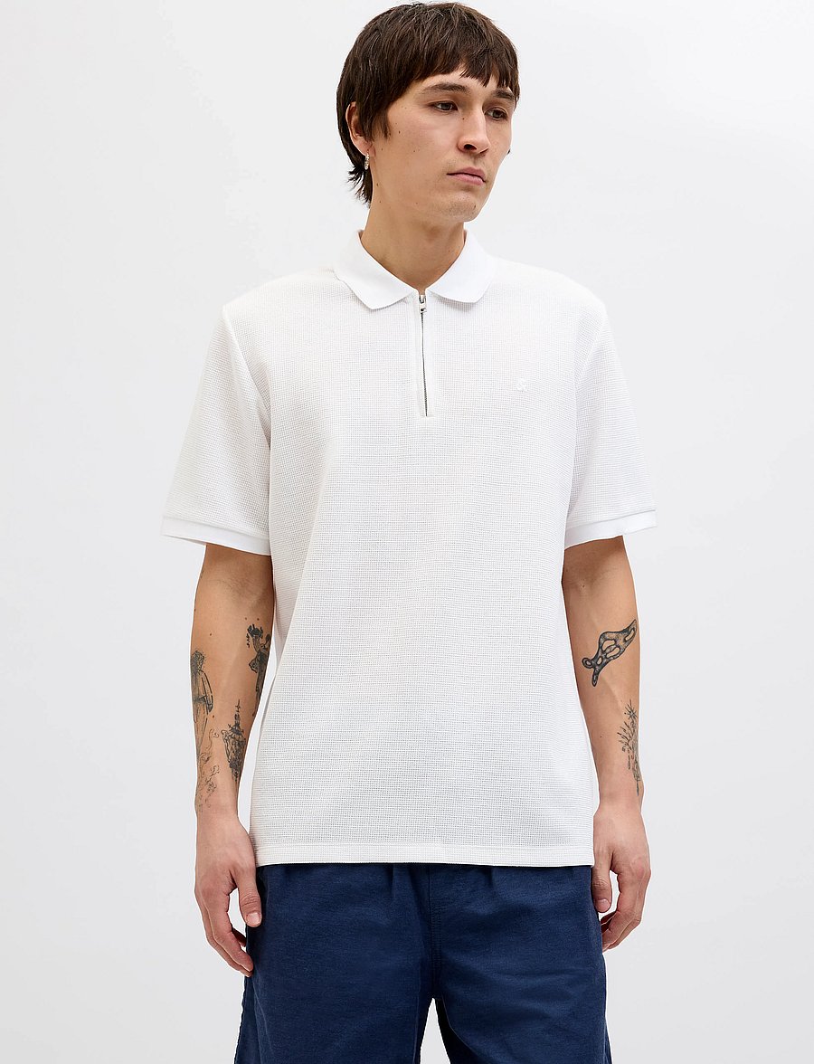 Jack & Jones - JJEAUSTIN ZIP POLO SS NOOS - short-sleeved polos - white - 0