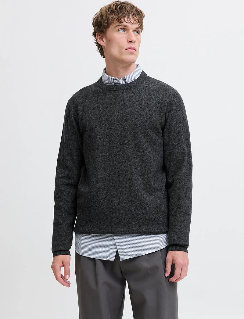 Jack & Jones - JJEPERFECT WOOL KNIT CREW NECK SN - rund hals - black beauty - 0