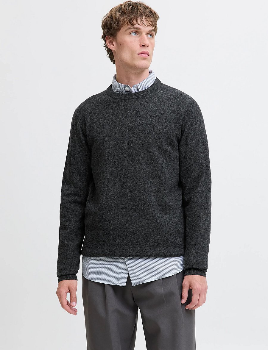 Jack & Jones - JJEPERFECT WOOL KNIT CREW NECK SN - rundhals - black beauty - 0