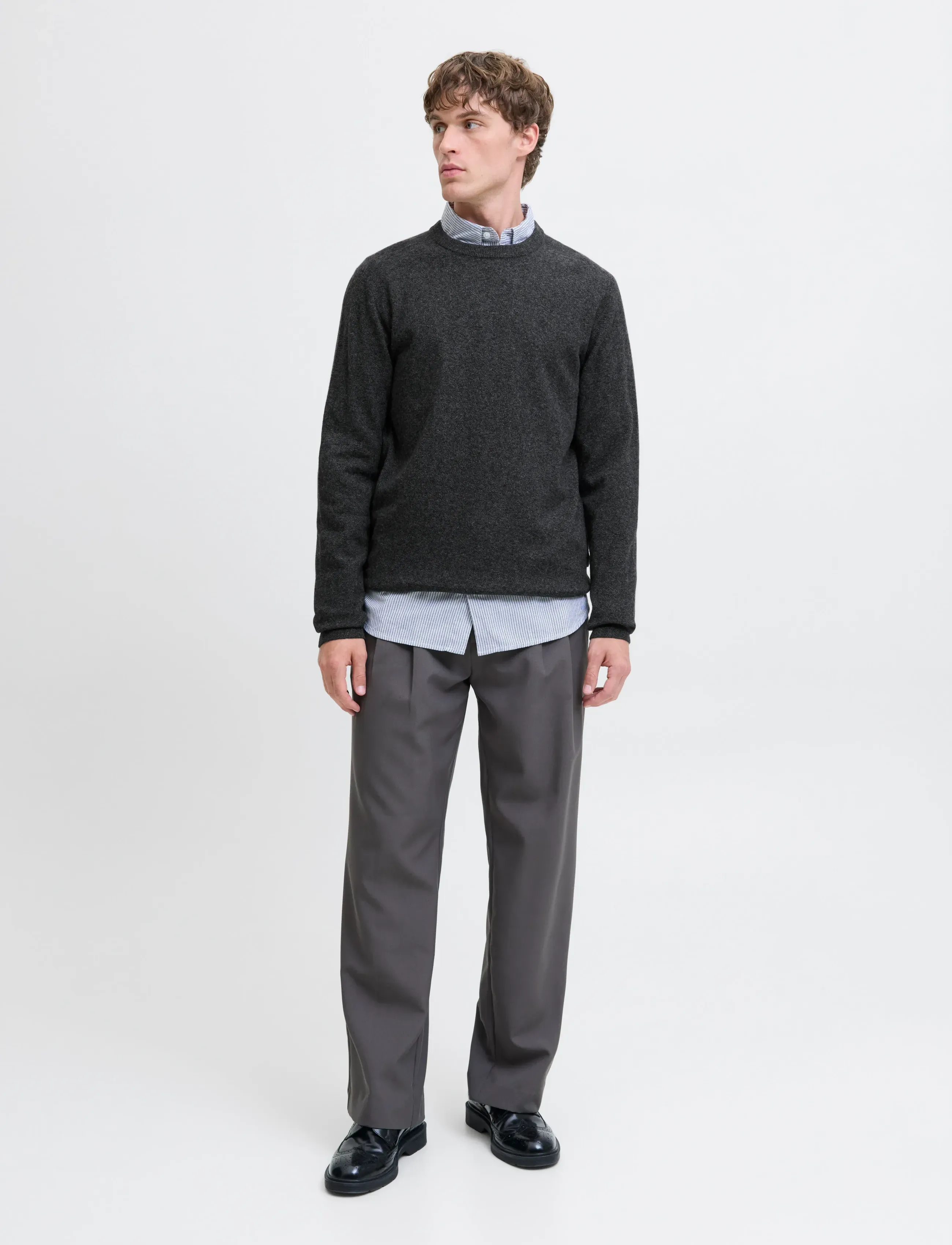 Jack & Jones - JJEPERFECT WOOL KNIT CREW NECK SN - round necks - black beauty - 5