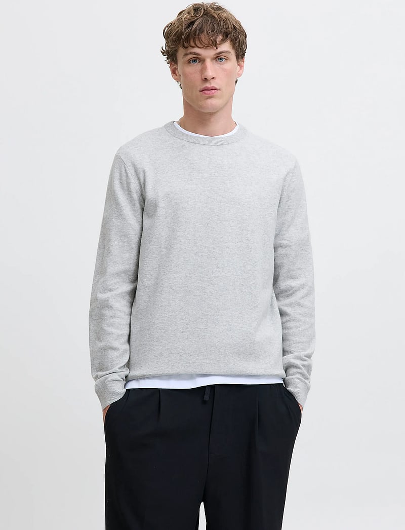 Jack & Jones - JJEPERFECT WOOL KNIT CREW NECK SN - rund hals - light grey melange - 0