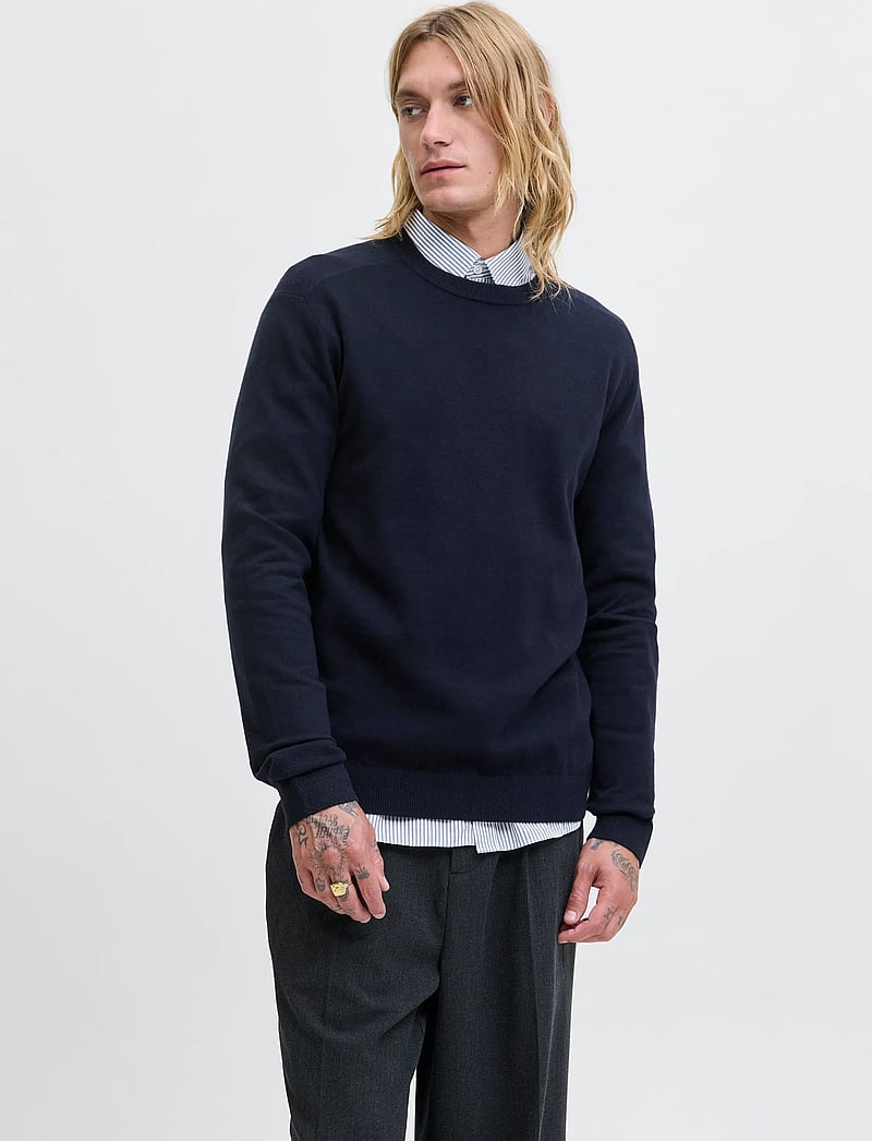Jack & Jones - JJEPERFECT WOOL KNIT CREW NECK SN - rund hals - maritime blue - 0
