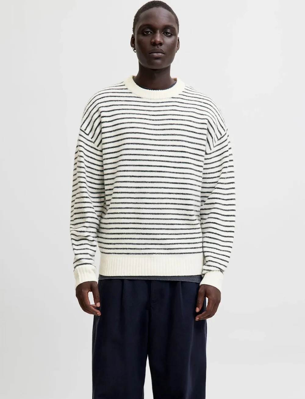 Jack & Jones - JJSOHO OLLIE STRIPE KNIT CREW NECK - rundhals - antique white - 1