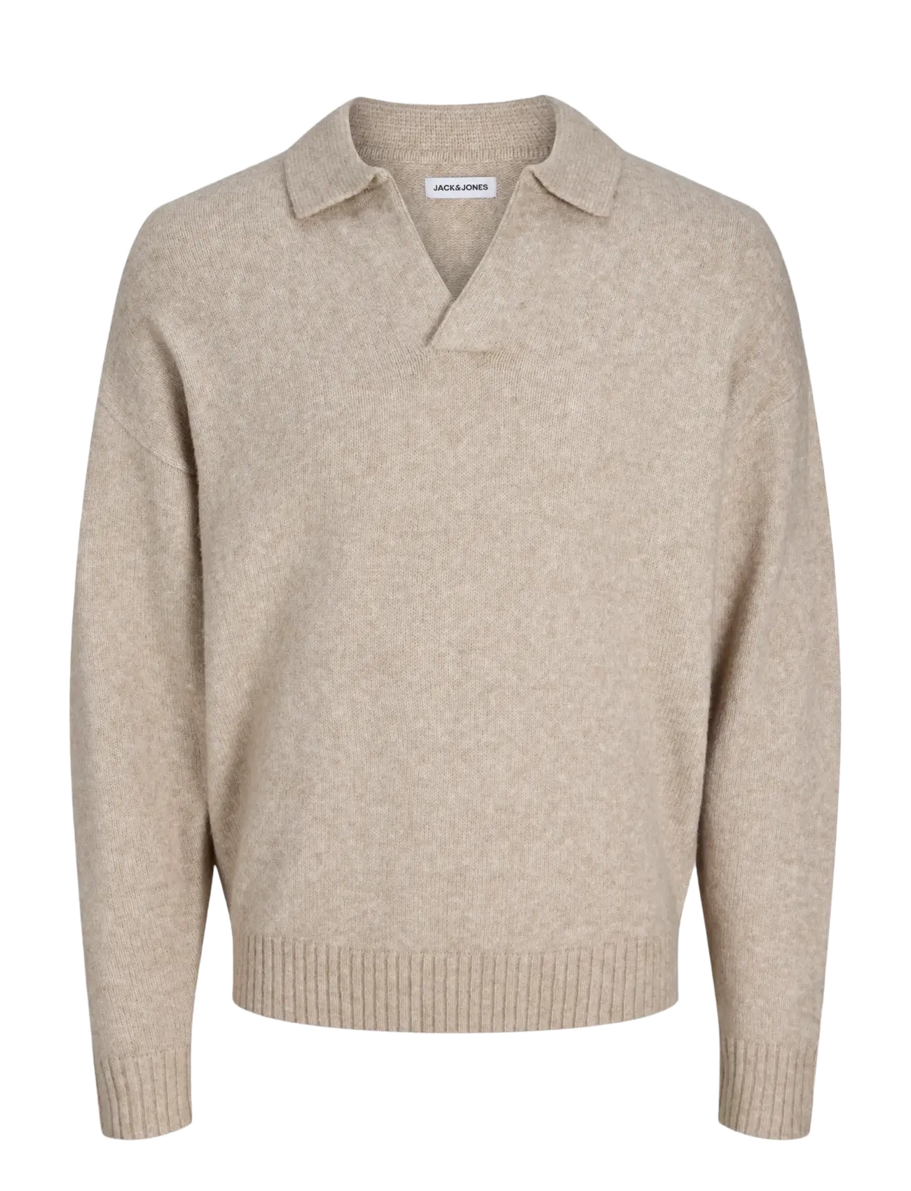 JACK & JONES Jjsoho Ollie Knit Split Neck Ln Beige - XL - Herren