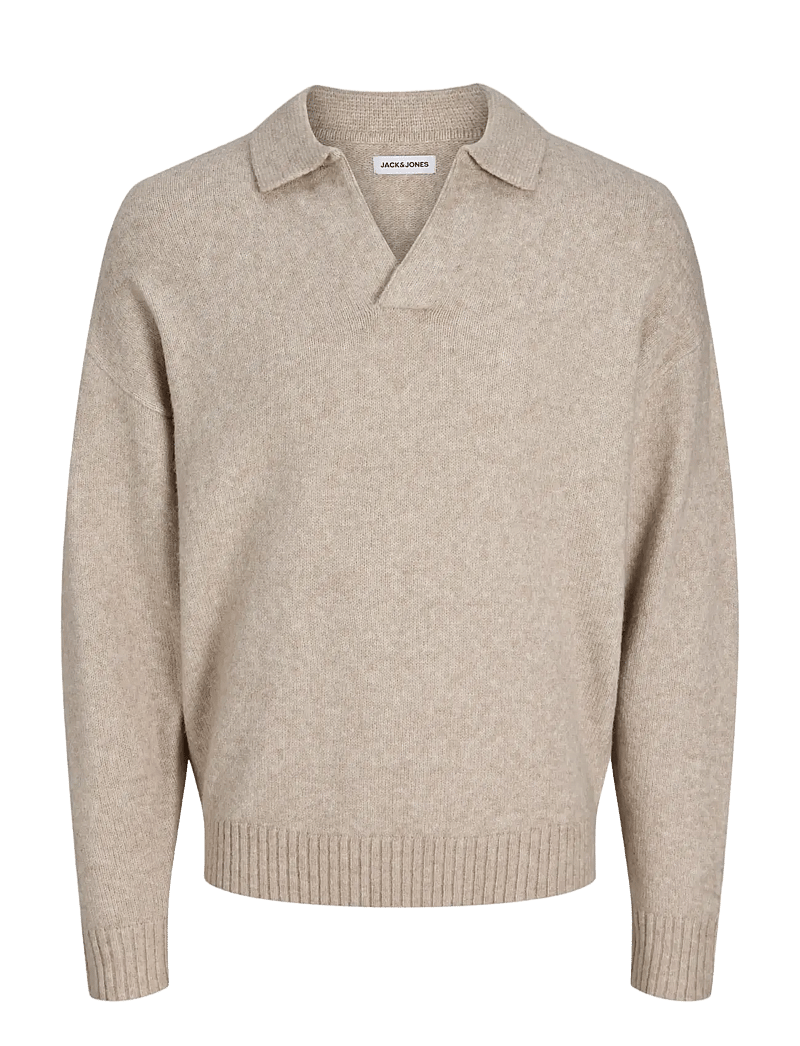 Jack & Jones - JJSOHO OLLIE KNIT SPLIT NECK LN - langärmelige gestrickte polohemden - atmosphere - 1