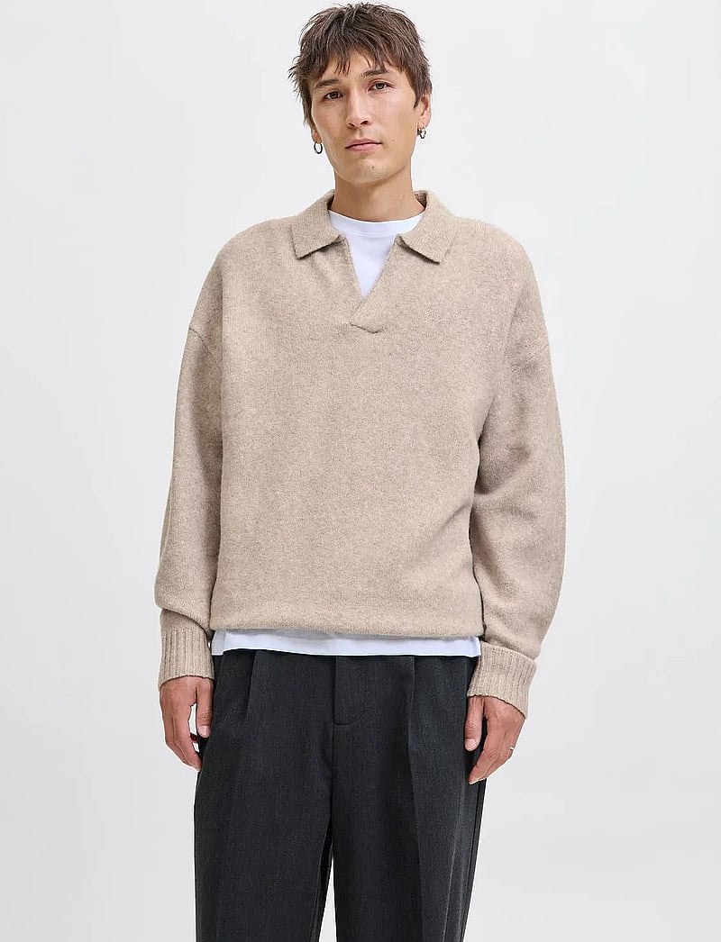 Jack & Jones - JJSOHO OLLIE KNIT SPLIT NECK LN - langärmelige gestrickte polohemden - atmosphere - 3