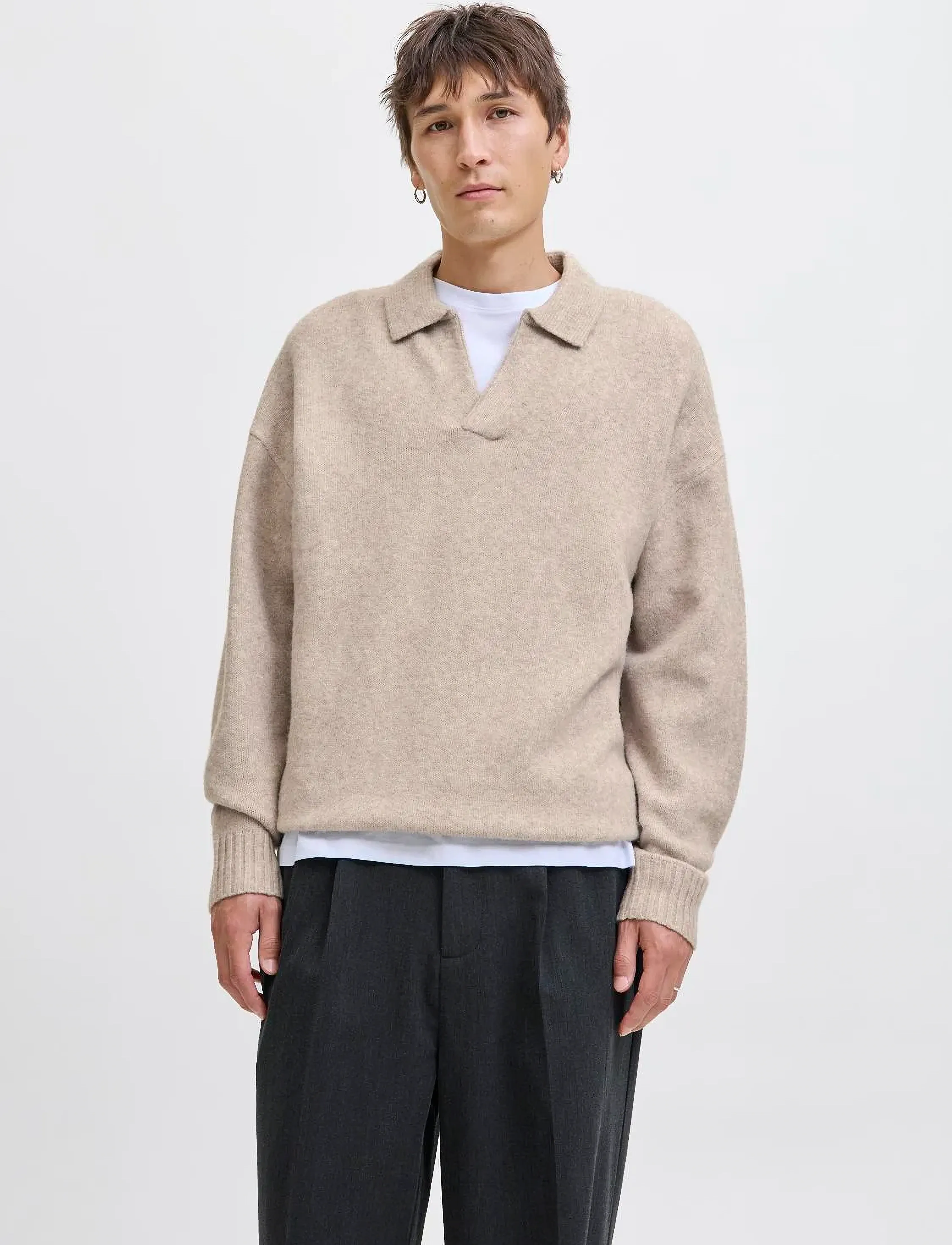 Jack & Jones - JJSOHO OLLIE KNIT SPLIT NECK LN - adīti polo krekli ar garām piedurknēm - atmosphere - 3