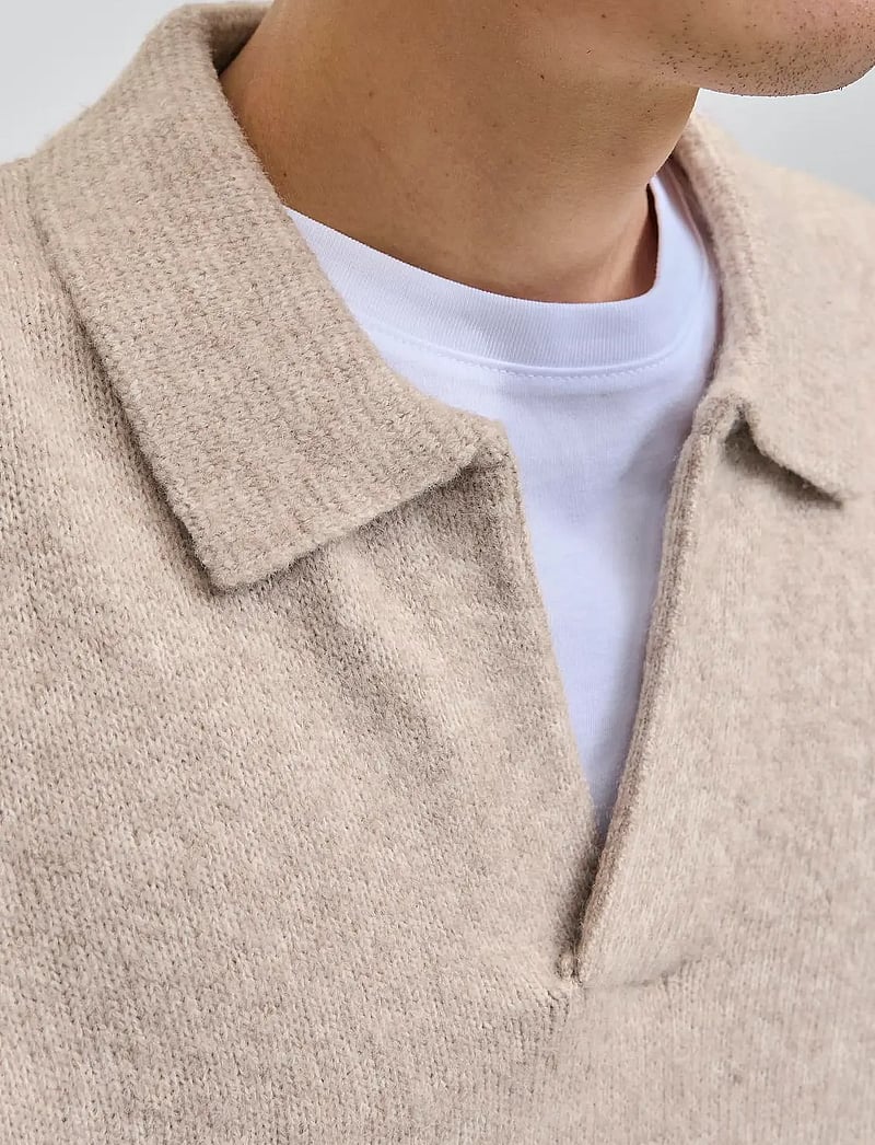 Jack & Jones - JJSOHO OLLIE KNIT SPLIT NECK LN - langärmelige gestrickte polohemden - atmosphere - 5