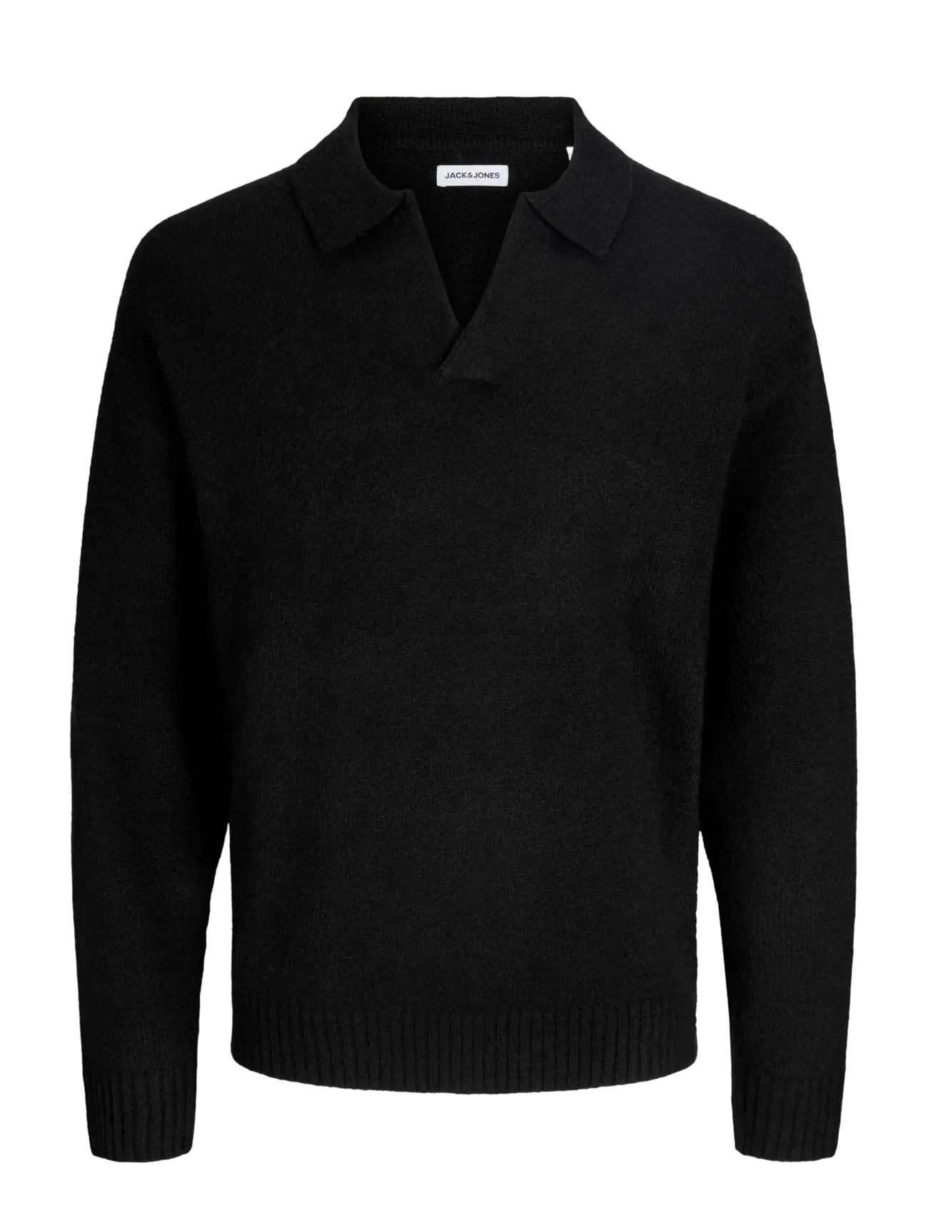 JACK & JONES Jjsoho Ollie Knit Split Neck Ln Schwarz - S - Herren