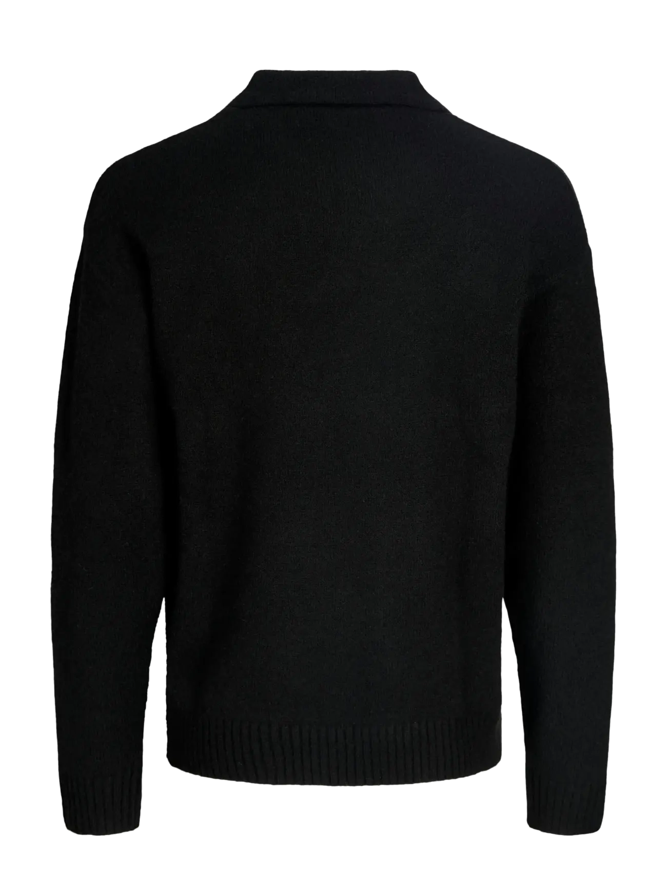 Jack & Jones - JJSOHO OLLIE KNIT SPLIT NECK LN - langärmelige gestrickte polohemden - black - 2