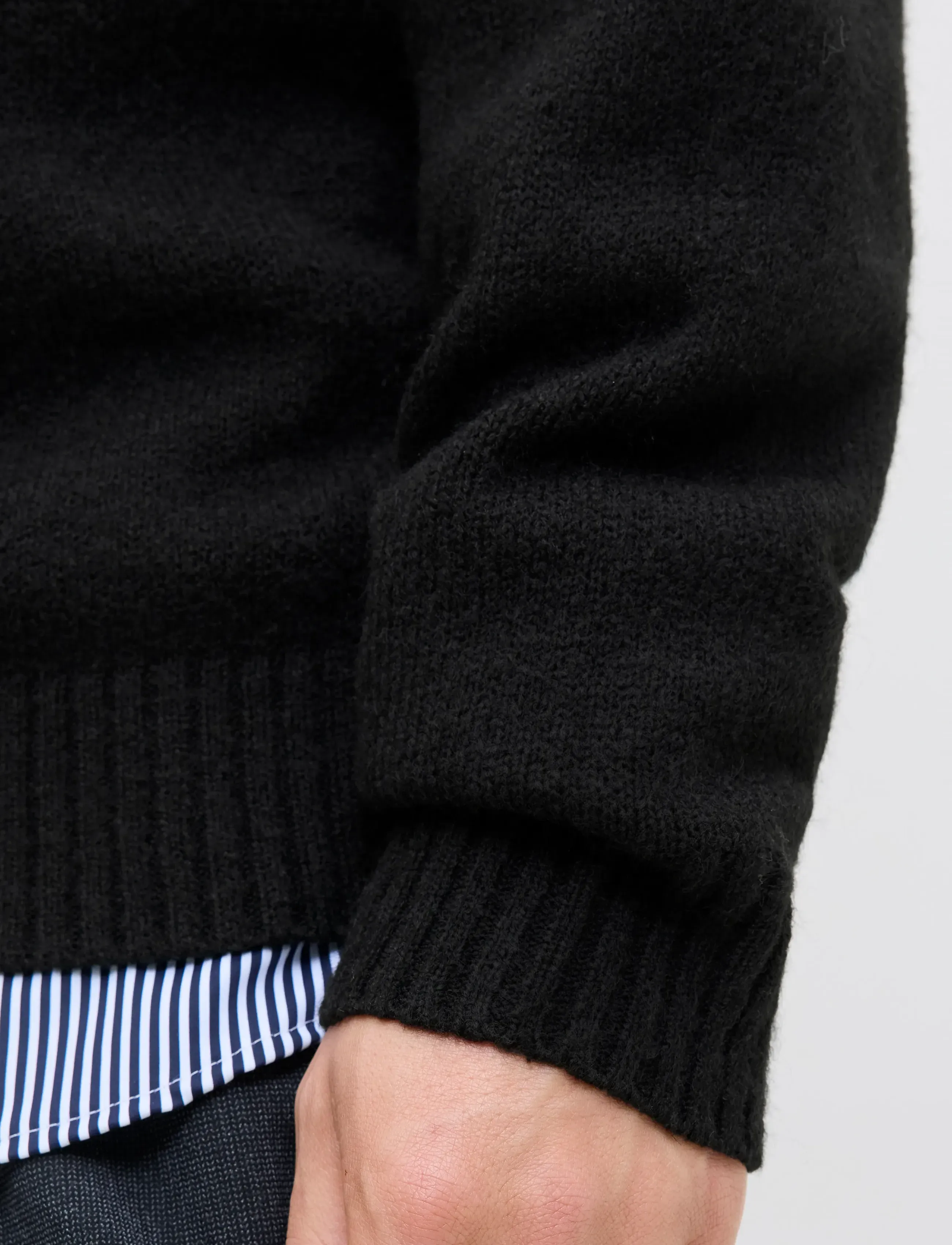 Jack & Jones JJSOHO OLLIE KNIT SPLIT NECK LN - Strik - BLACK / black