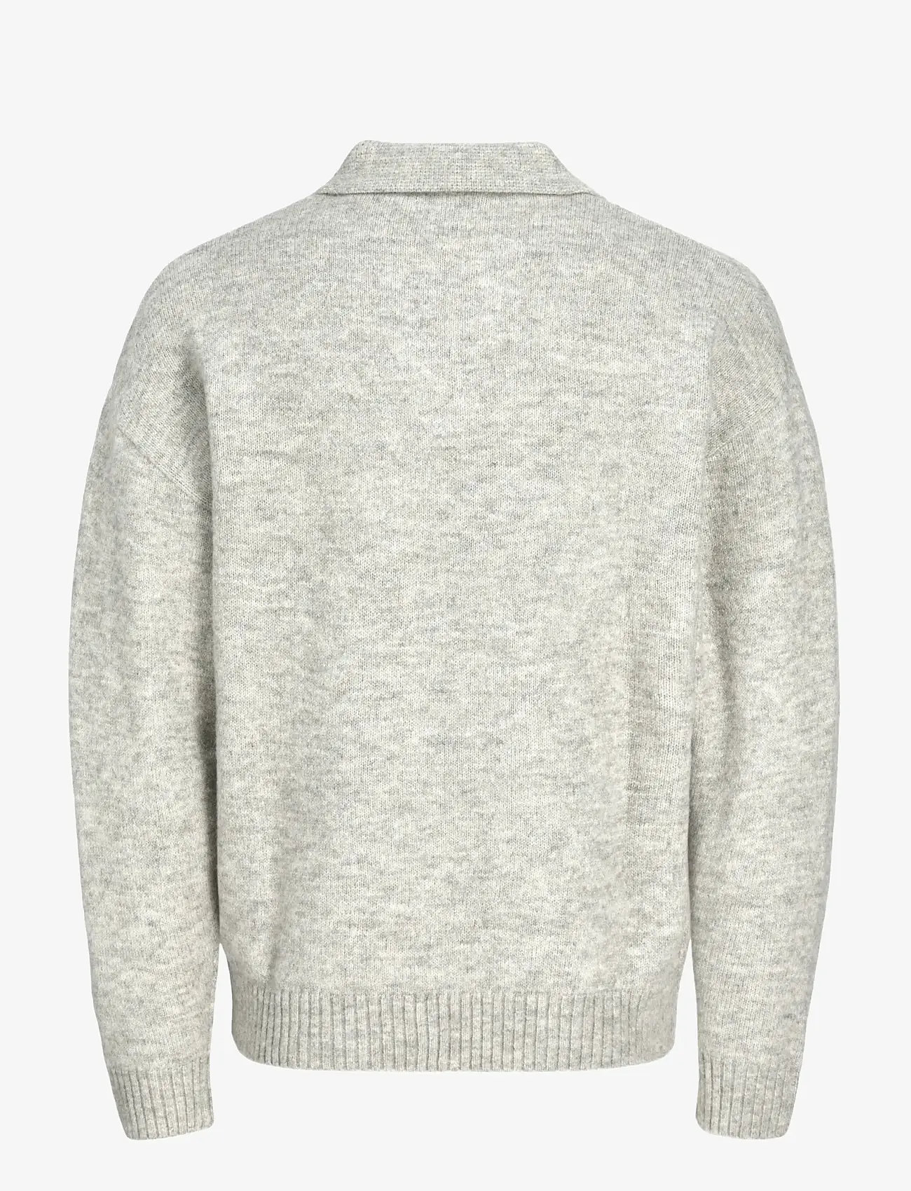 Jack & Jones - JJSOHO OLLIE KNIT SPLIT NECK LN - kootud polosärgid - light grey melange - 2