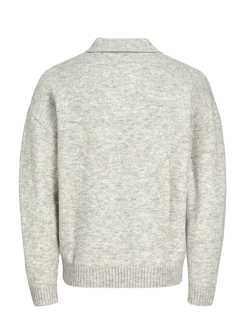 Jack & Jones - JJSOHO OLLIE KNIT SPLIT NECK LN - kootud polosärgid - light grey melange - 2